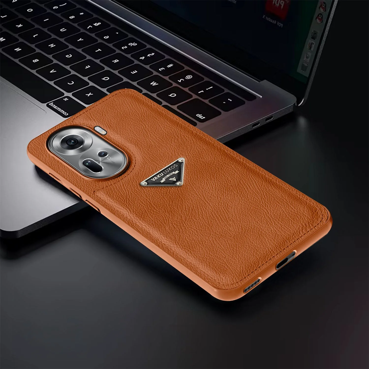 Vaku Luxos ® Oppo Reno11 5G Nyxen Premium Leather Stitched Back Cover - Image 11