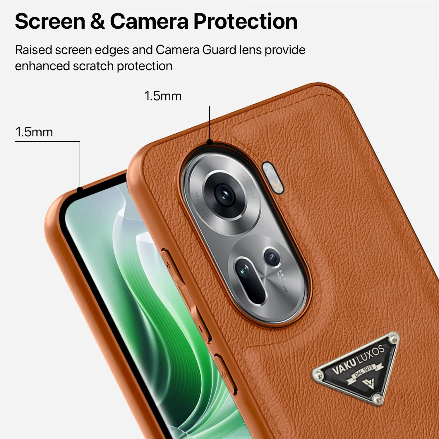 Vaku Luxos ® Oppo Reno11 5G Nyxen Premium Leather Stitched Back Cover - Image 2