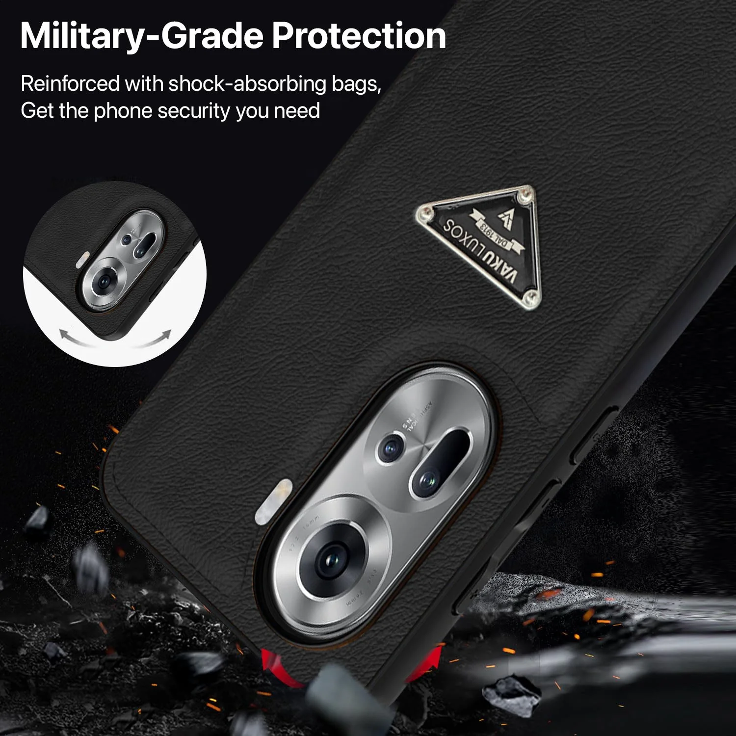 Vaku Luxos ® Oppo Reno11 5G Nyxen Premium Leather Stitched Back Cover - Image 5