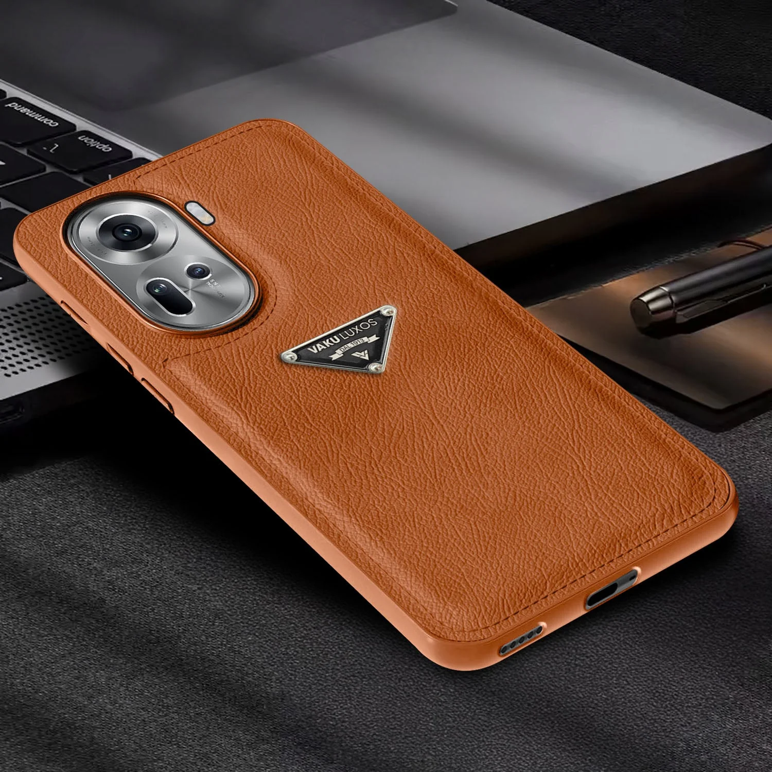 Vaku Luxos ® Oppo Reno11 5G Nyxen Premium Leather Stitched Back Cover - Image 7