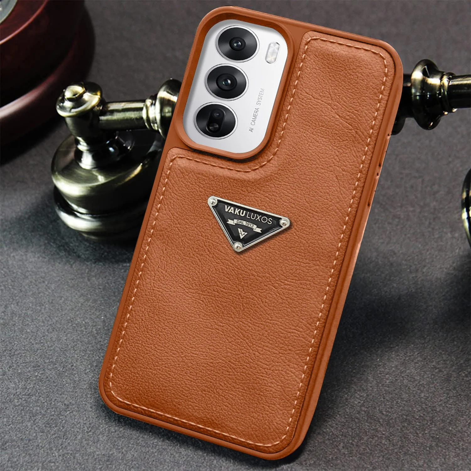Vaku Luxos ® Oppo Reno12 5G Nyxen Premium Leather Stitched Back Cover - Image 11