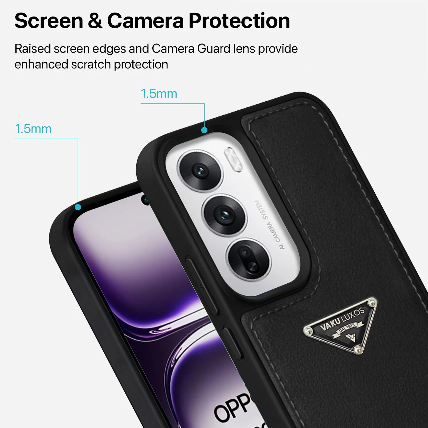Vaku Luxos ® Oppo Reno12 5G Nyxen Premium Leather Stitched Back Cover - Image 3