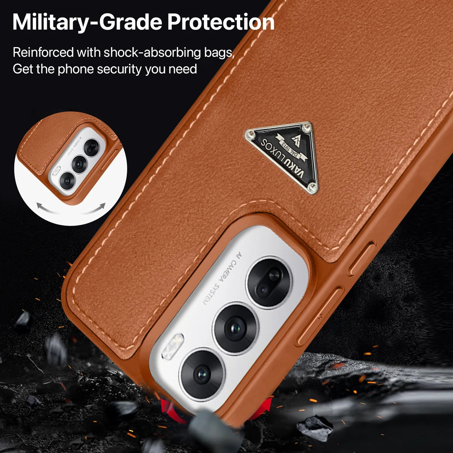 Vaku Luxos ® Oppo Reno12 5G Nyxen Premium Leather Stitched Back Cover - Image 4