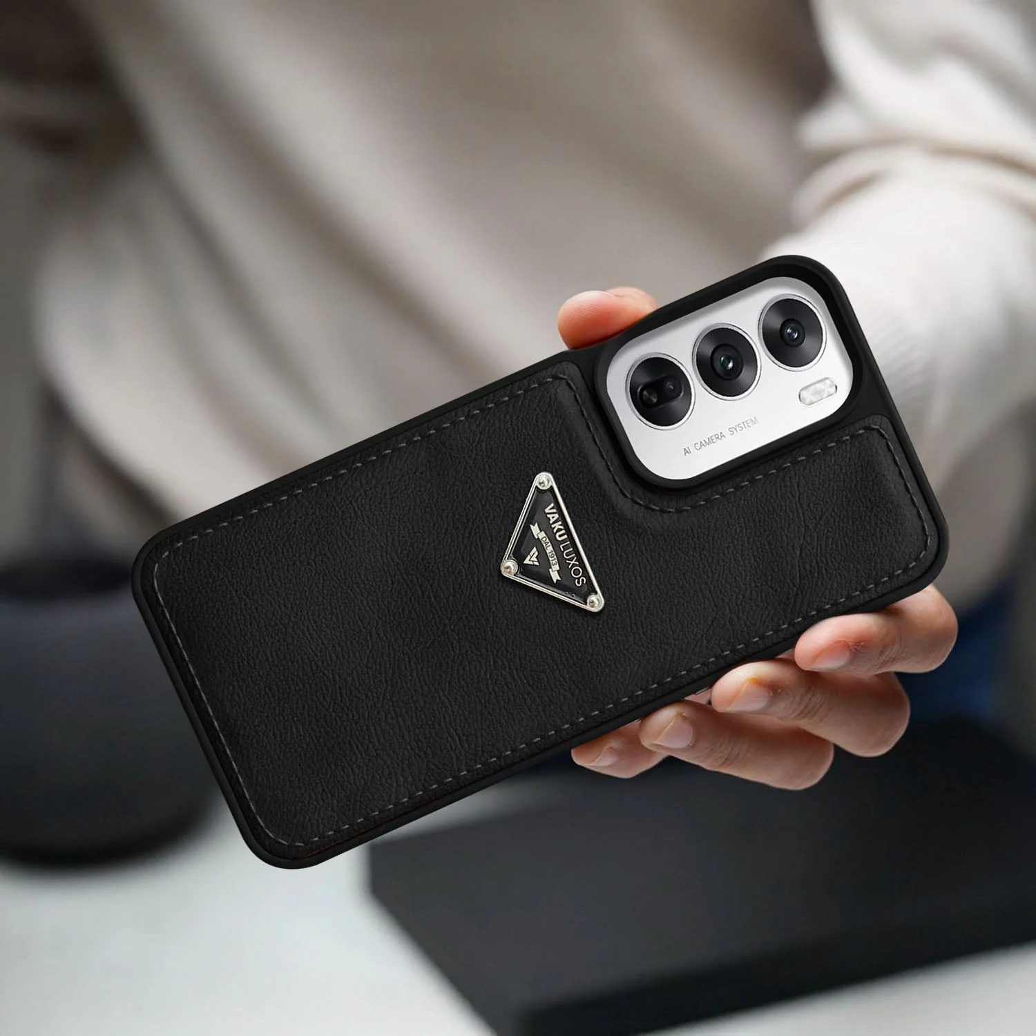 Vaku Luxos ® Oppo Reno12 5G Nyxen Premium Leather Stitched Back Cover - Image 5