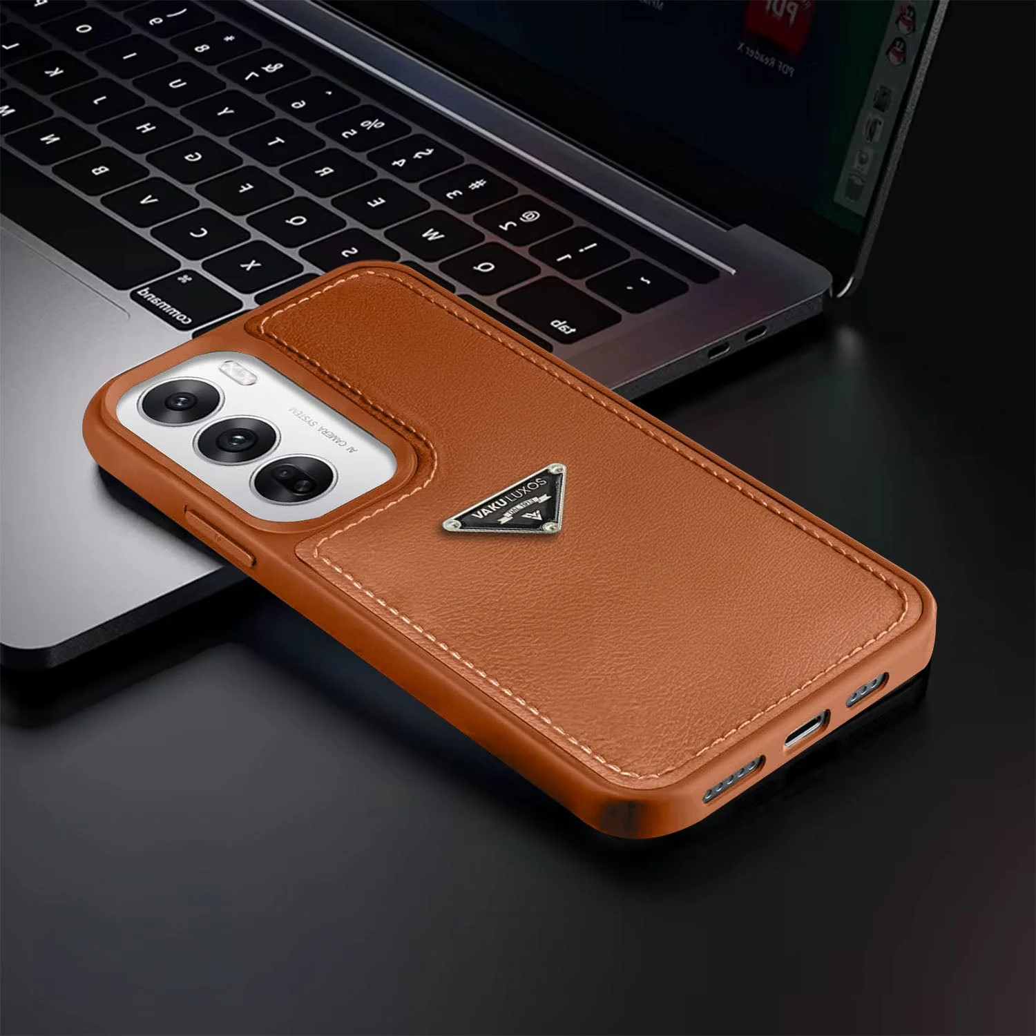 Vaku Luxos ® Oppo Reno12 5G Nyxen Premium Leather Stitched Back Cover - Image 6