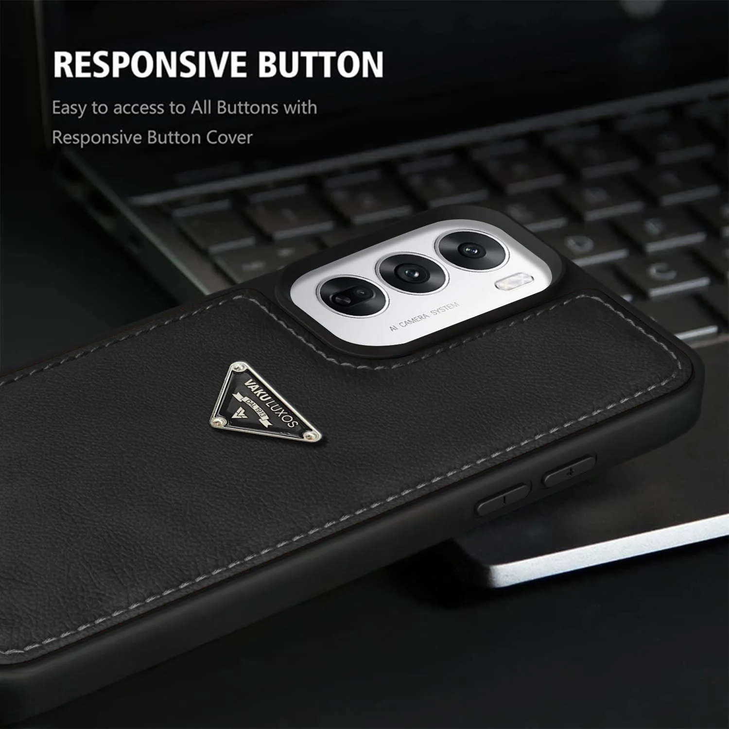 Vaku Luxos ® Oppo Reno12 5G Nyxen Premium Leather Stitched Back Cover - Image 9