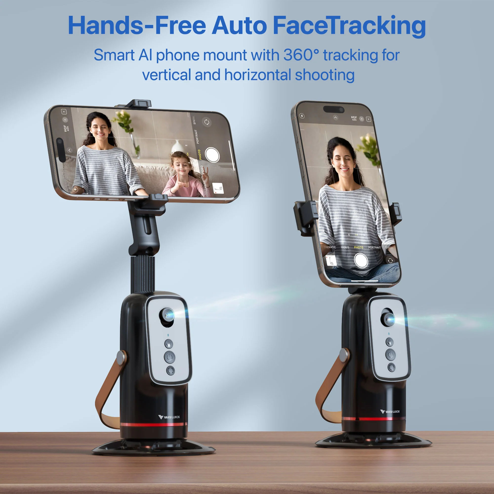 Vaku Luxos ® Orbit Flow 360° AI Auto Face Tracking Rotating Gimbal Stand with Gesture Control & Motion Follow - Image 2