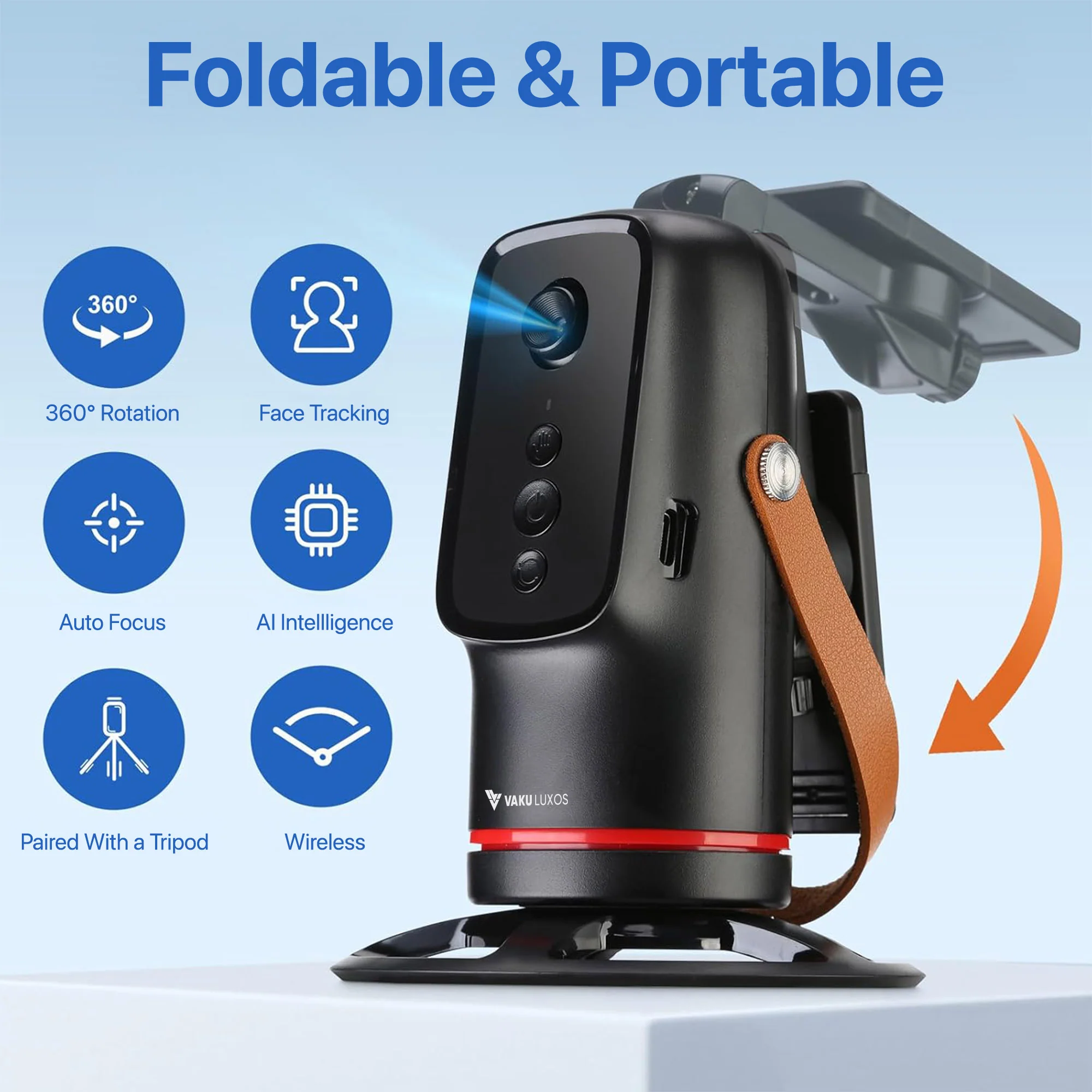 Vaku Luxos ® Orbit Flow 360° AI Auto Face Tracking Rotating Gimbal Stand with Gesture Control & Motion Follow - Image 3