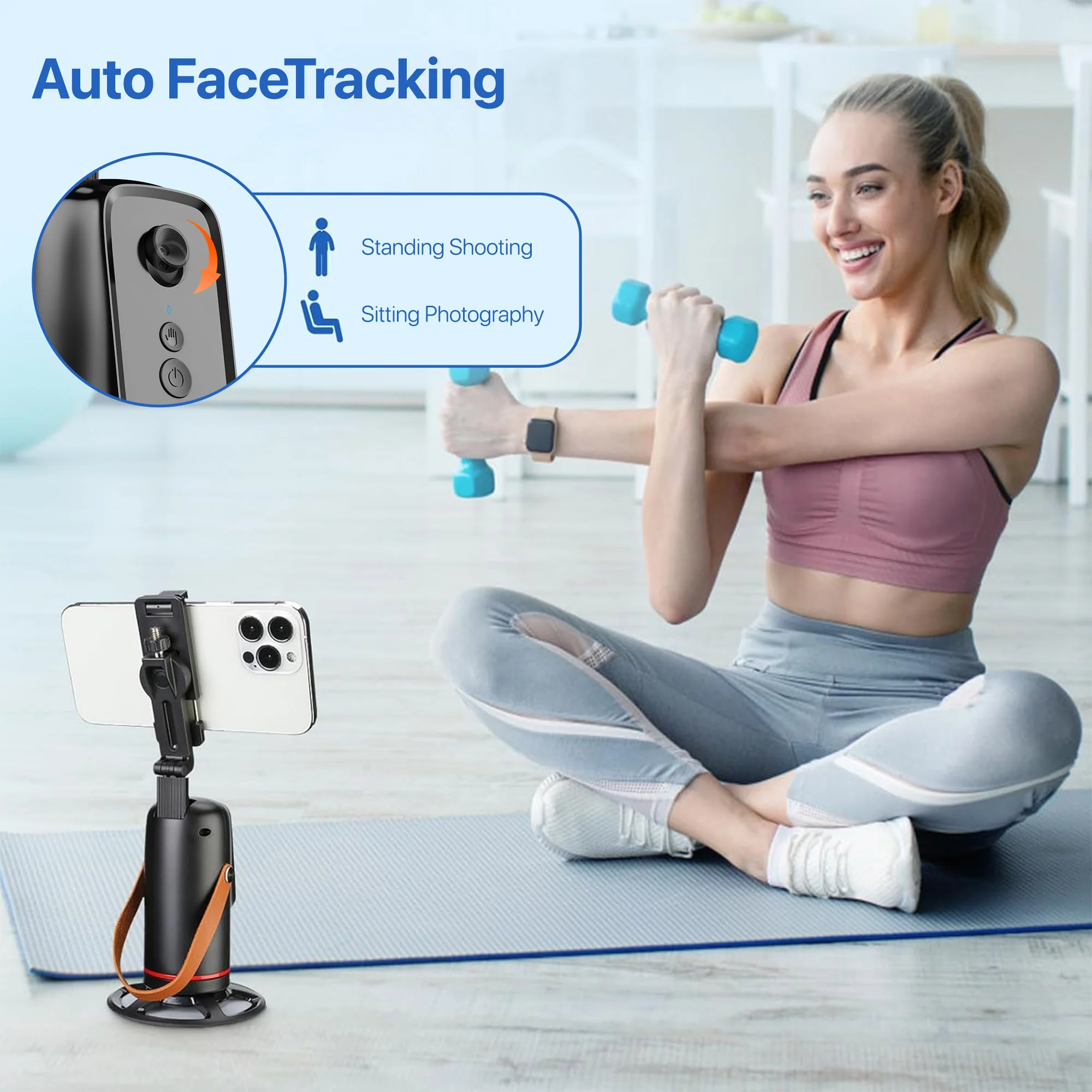 Vaku Luxos ® Orbit Flow 360° AI Auto Face Tracking Rotating Gimbal Stand with Gesture Control & Motion Follow - Image 5