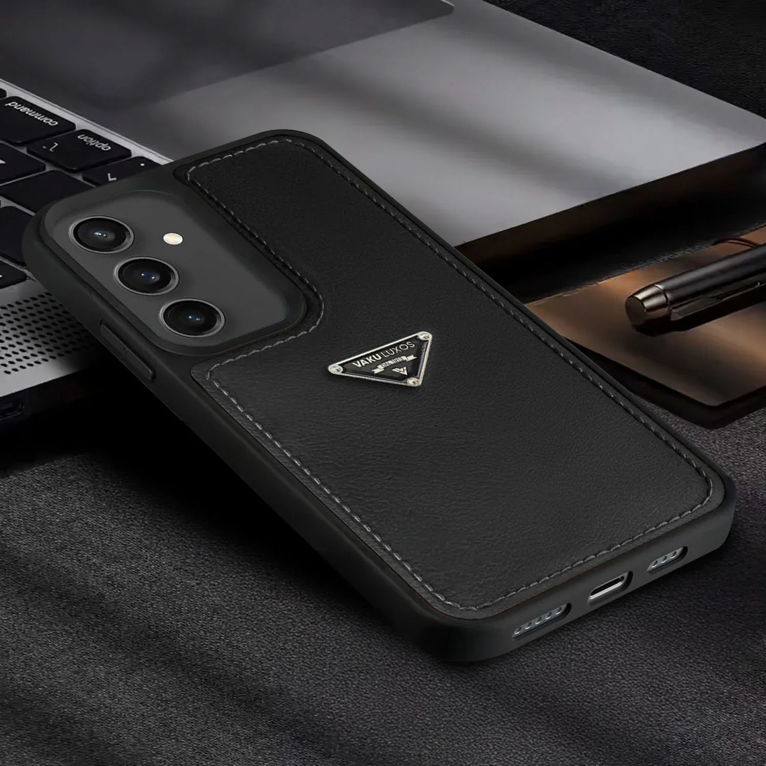 Vaku Luxos ® Samsung Galaxy S23 FE Nyxen Premium Leather Stitched Back Cover - Image 11