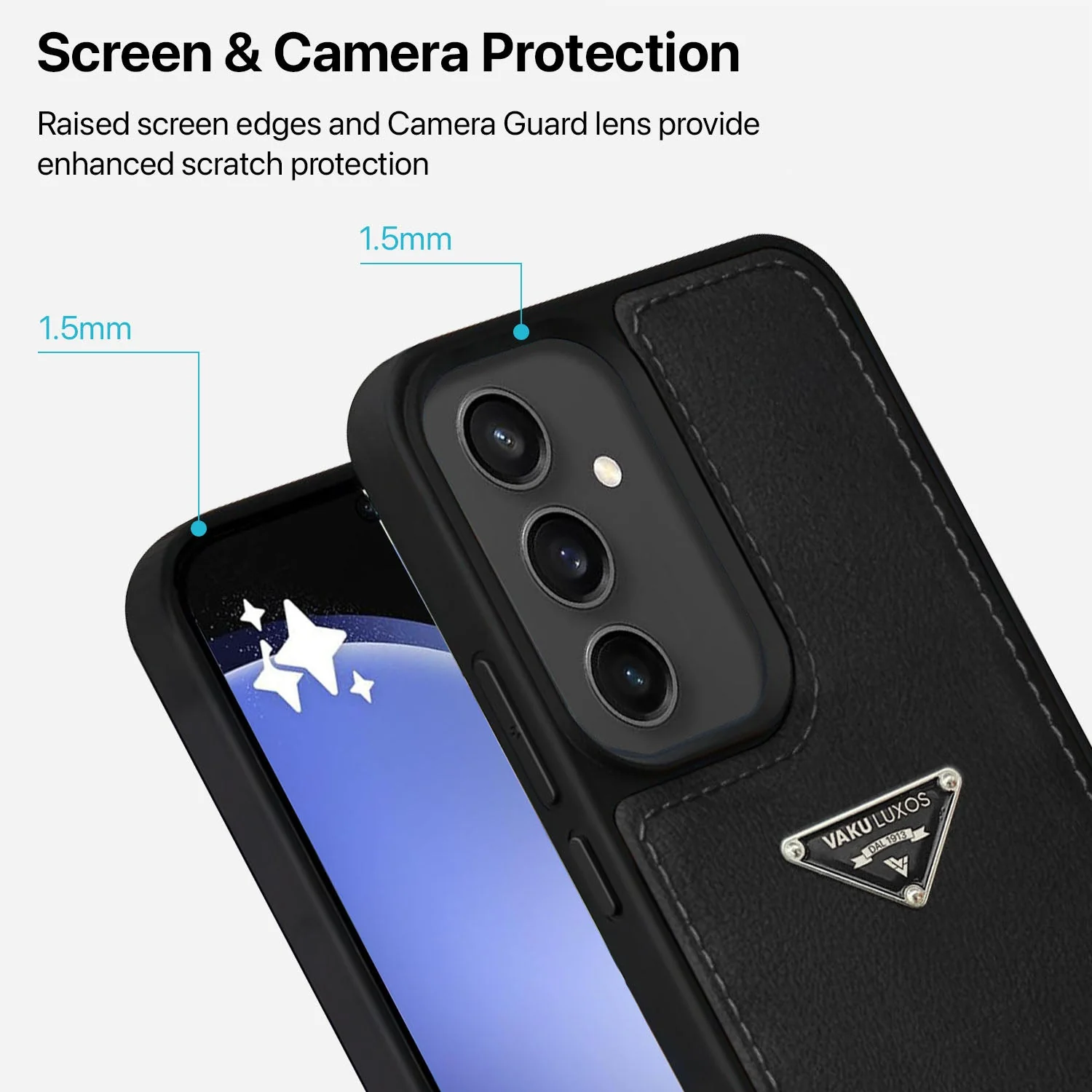 Vaku Luxos ® Samsung Galaxy S23 FE Nyxen Premium Leather Stitched Back Cover - Image 3