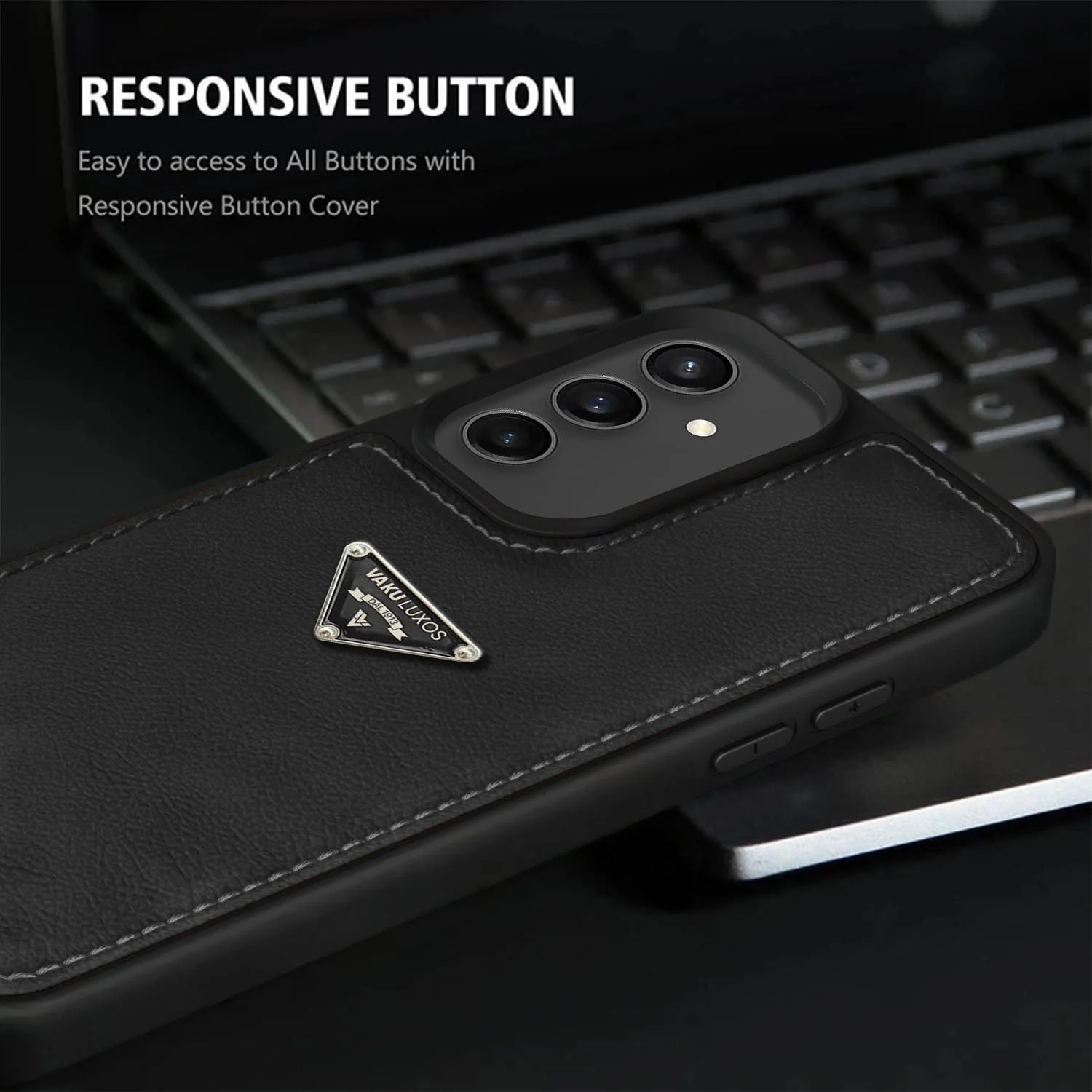 Vaku Luxos ® Samsung Galaxy S23 FE Nyxen Premium Leather Stitched Back Cover - Image 4