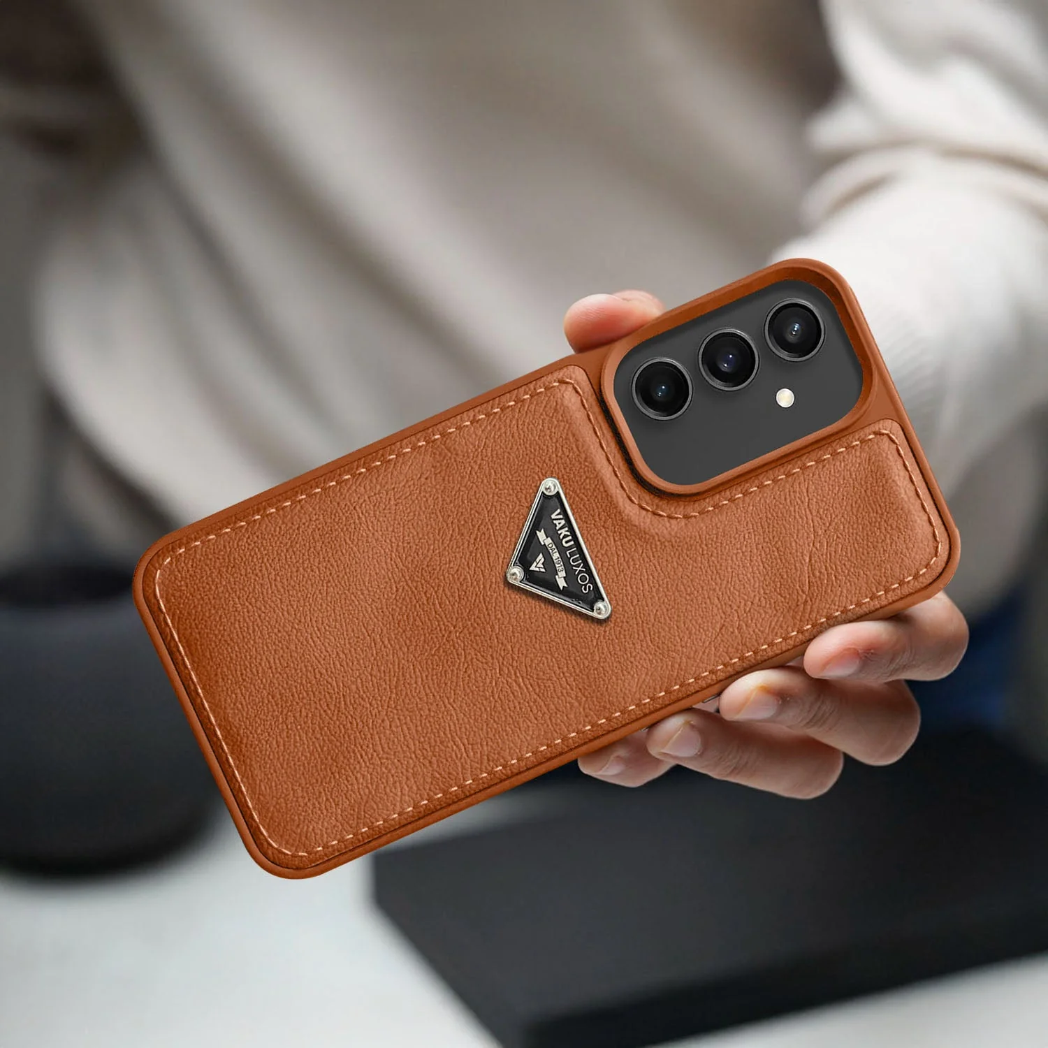 Vaku Luxos ® Samsung Galaxy S23 FE Nyxen Premium Leather Stitched Back Cover - Image 5