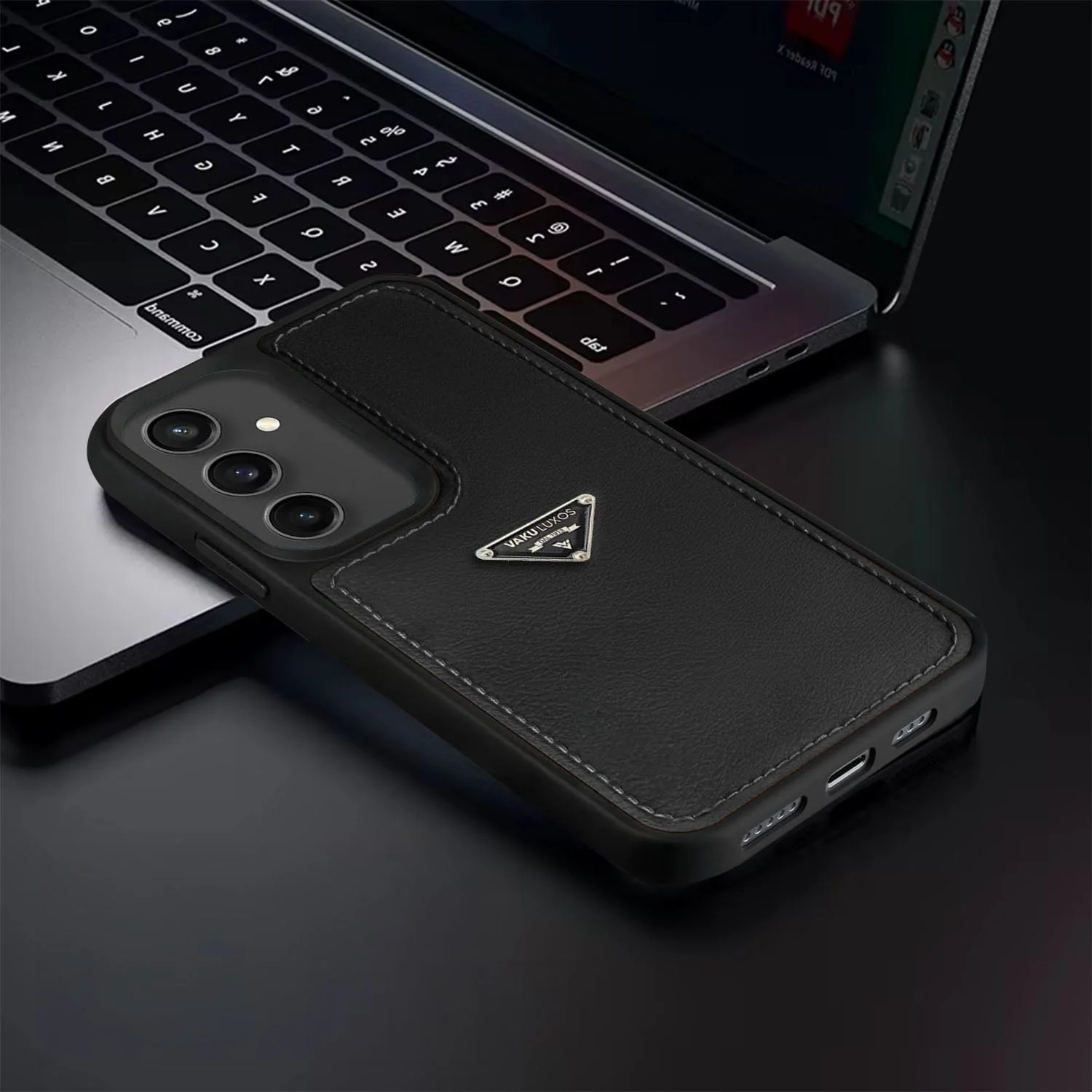 Vaku Luxos ® Samsung Galaxy S23 FE Nyxen Premium Leather Stitched Back Cover - Image 7