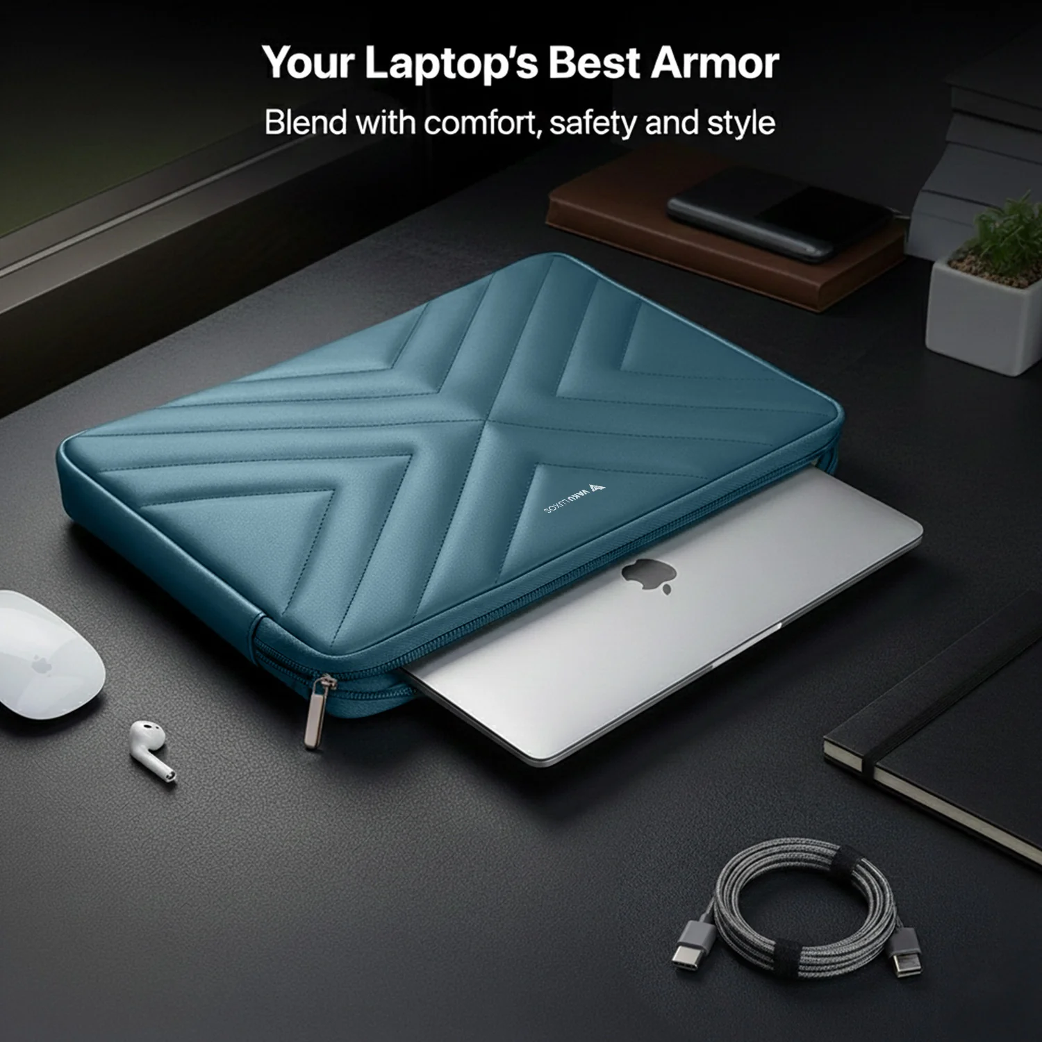 Vaku Luxos ® Signature V-Line Macbook Sleeve 13 | 14 inch Ultra-Thin Protection Sleeve - Image 7