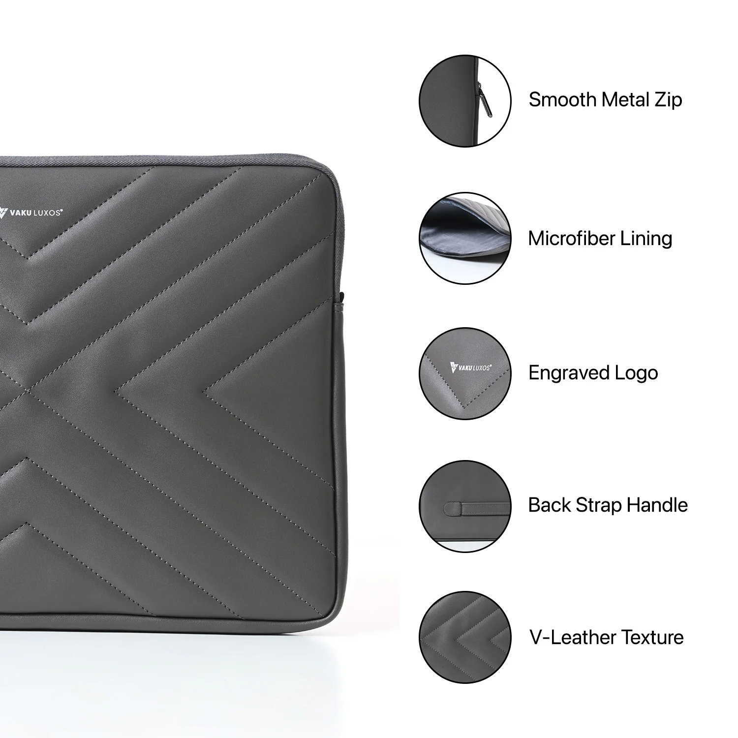 Vaku Luxos ® Signature V-Line Macbook Sleeve 15 | 16 inch Ultra-Thin Protection Sleeve - Image 5
