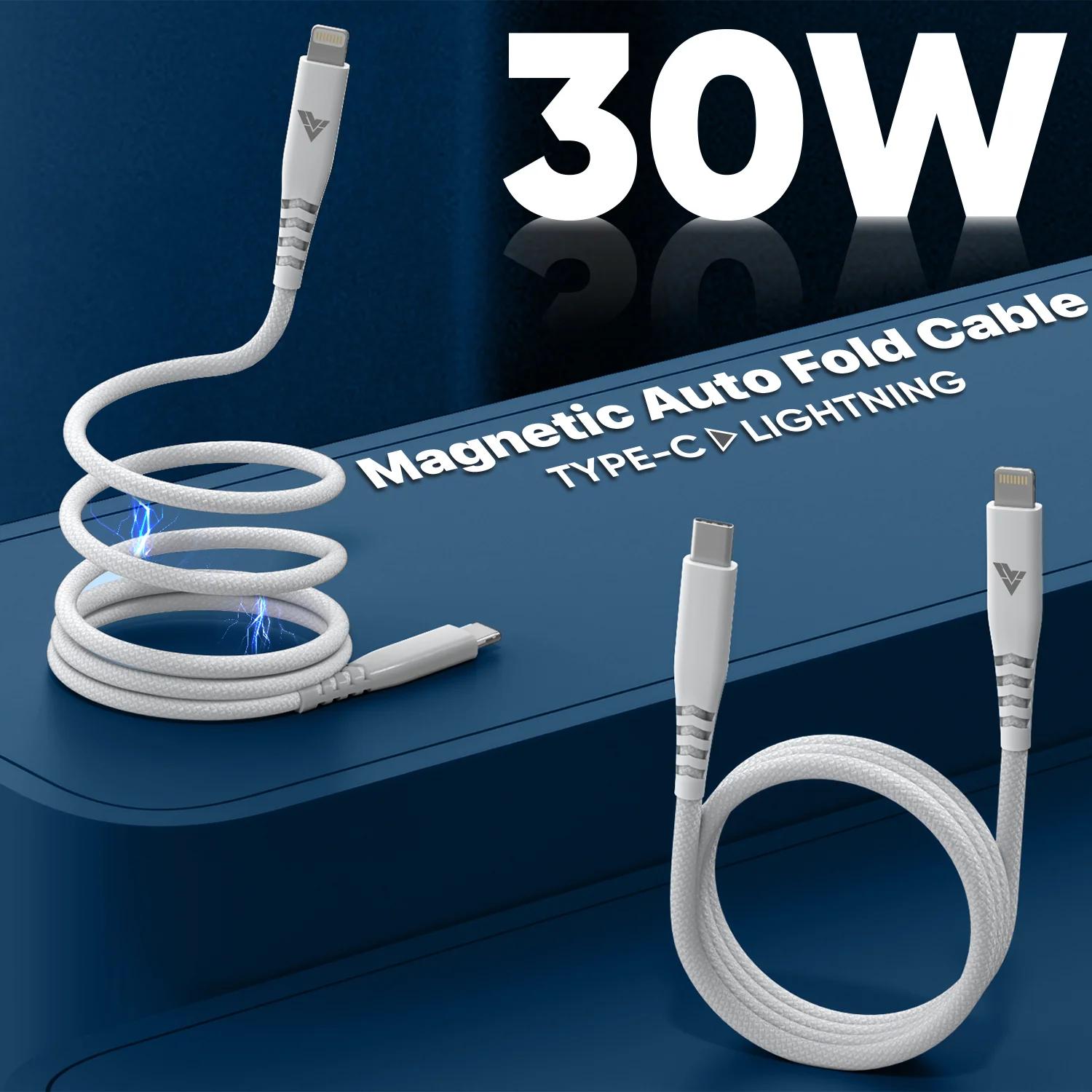 Vaku Luxos ® SNAPPY Magnetic Auto-Fold Type C to Lightning Fast Charging Original iPhone Charger Cable - Image 7