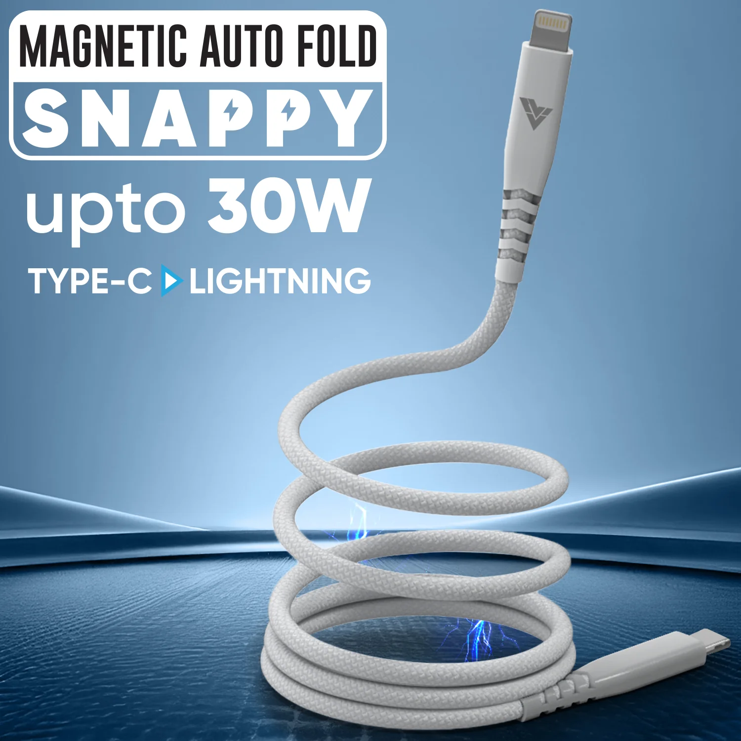 Vaku Luxos ® SNAPPY Magnetic Auto-Fold Type C to Lightning Fast Charging Original iPhone Charger Cable - Image 8
