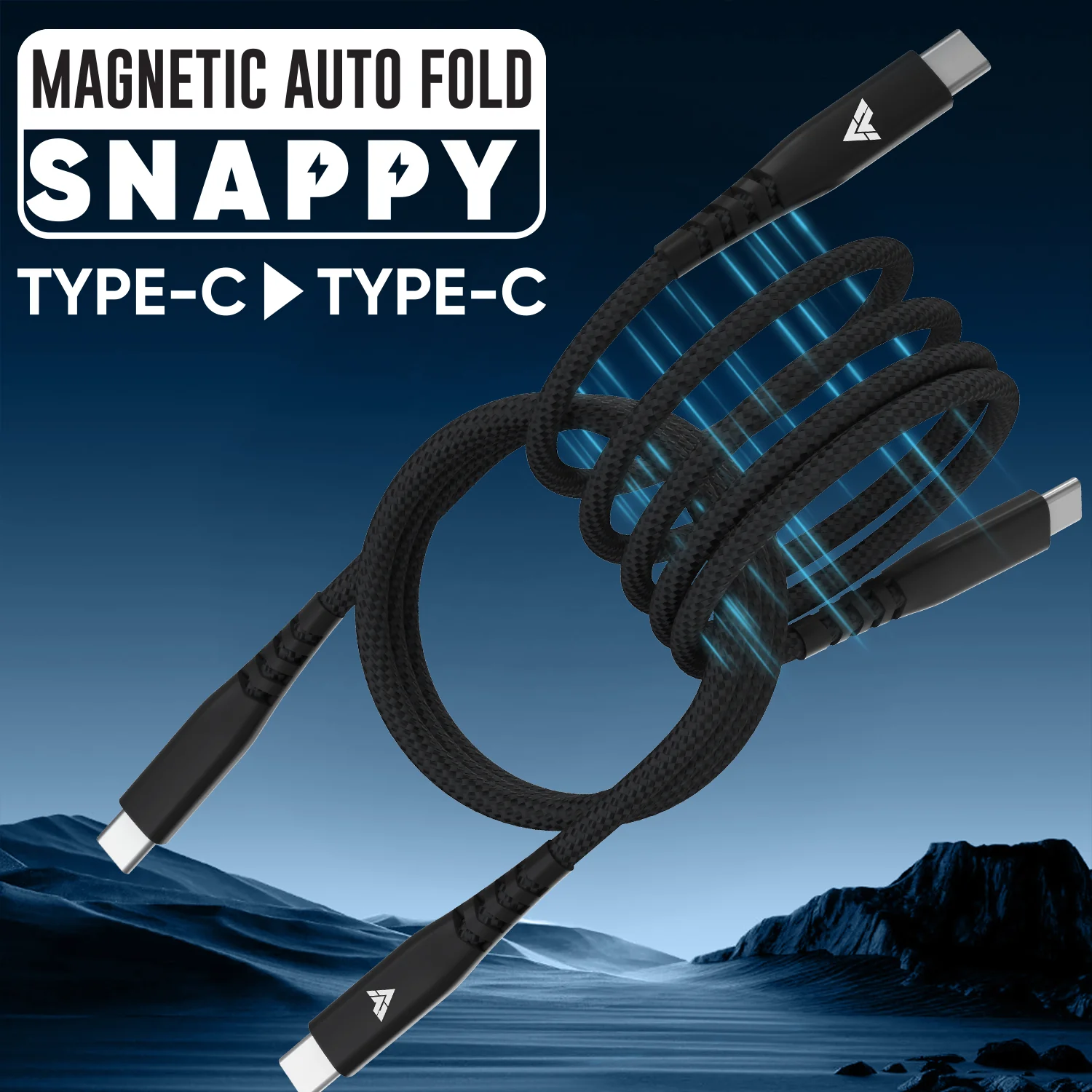 Vaku Luxos ® Snappy Magnetic Auto-Fold Type C to Type C Fast Charging Original iPhone Charger Cable - Image 4