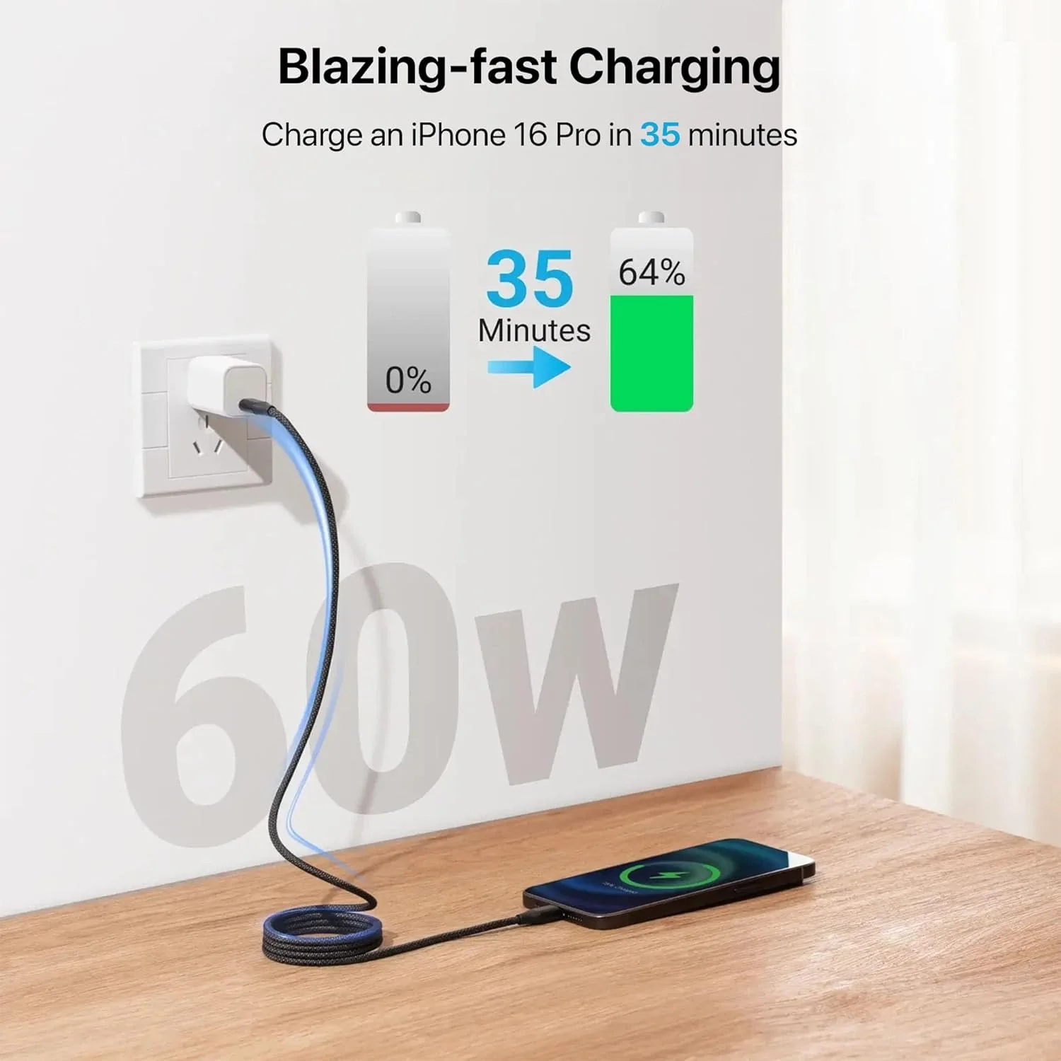 Vaku Luxos ® Snappy Magnetic Auto-Fold Type C to Type C Fast Charging Original iPhone Charger Cable - Image 7