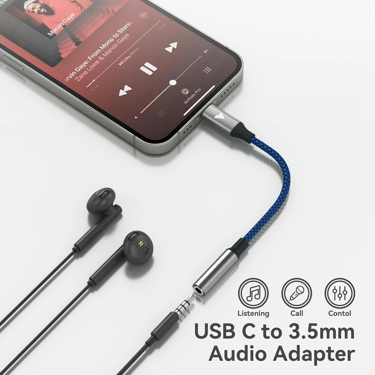 Vaku Luxos ® SonicArc Type C to 3.5 mm Jack Digital Audio DAC 24-bit/96KHz 3.5mm Connector Aux Cable - Image 4