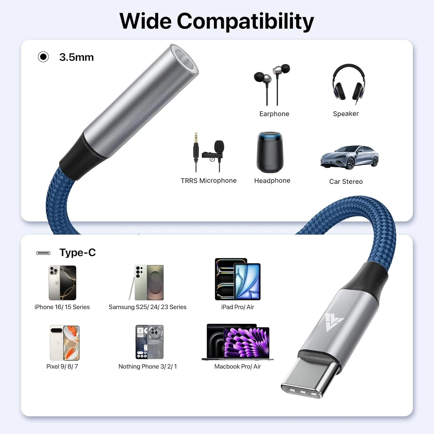 Vaku Luxos ® SonicArc Type C to 3.5 mm Jack Digital Audio DAC 24-bit/96KHz 3.5mm Connector Aux Cable - Image 5