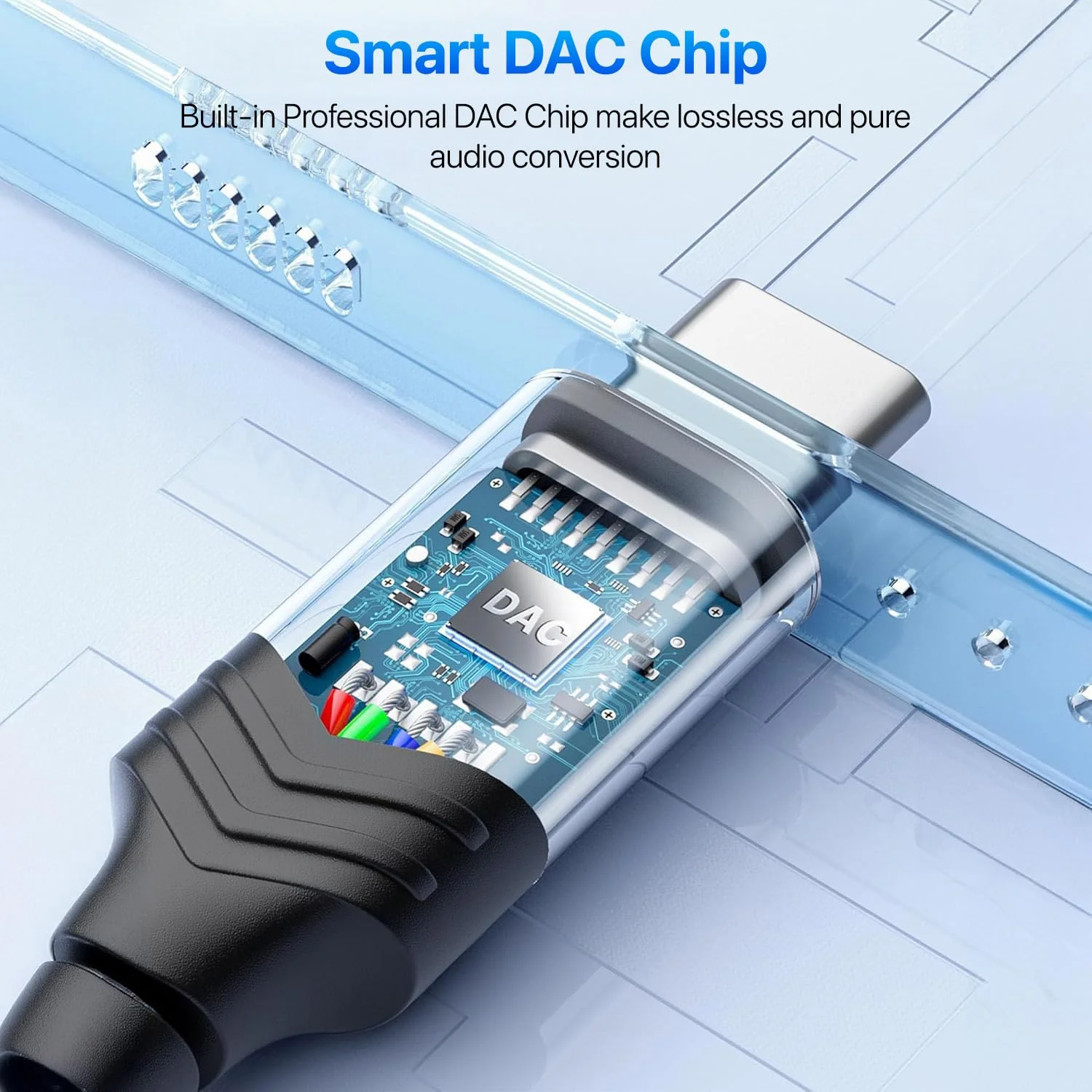 Vaku Luxos ® SonicPro Type C to 3.5 mm Jack Digital Audio DAC 24bit/96KHz 3.5mm Connector Aux Cable - Image 4