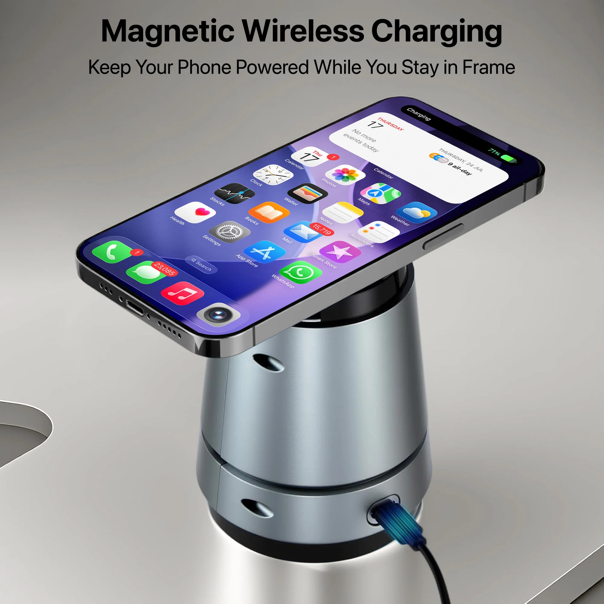 Vaku Luxos ® TREXO CAM AI Face Tracking Selfie Stand With 2000mAh Wireless Power Bank - Image 7