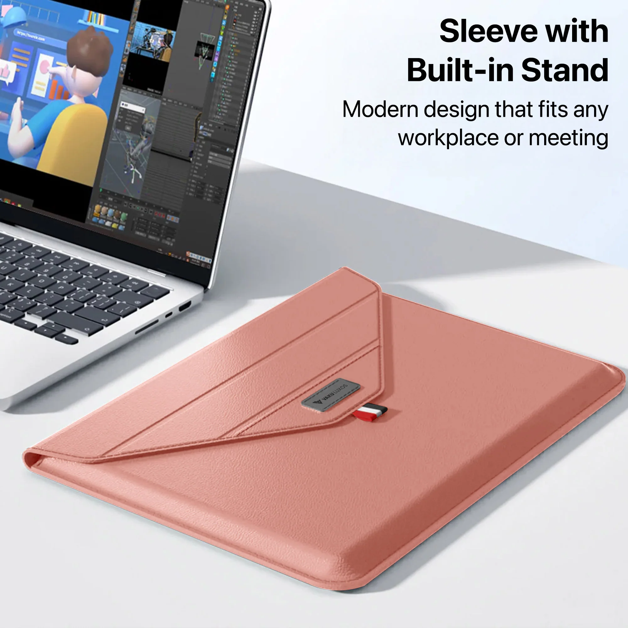 Vaku Luxos ® URBANMATE MacBook & Laptop Sleeve 13/14 Inch Vegan Leather Ultra-Thin Protection Sleeve - Image 2