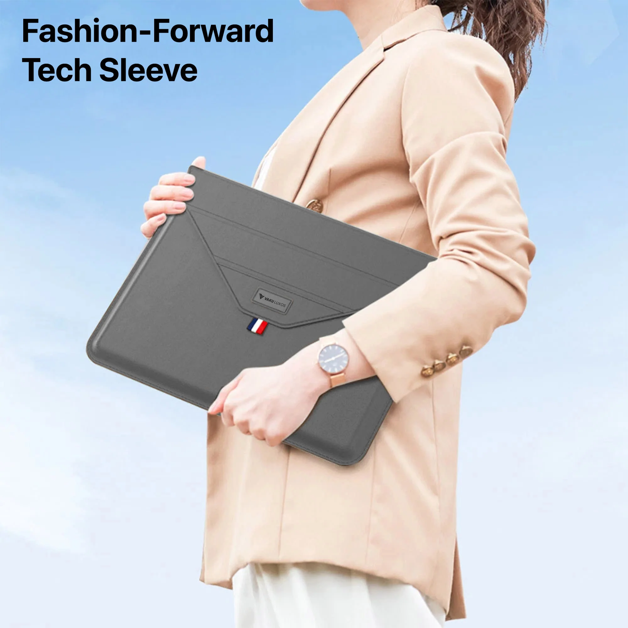Vaku Luxos ® URBANMATE MacBook & Laptop Sleeve 13/14 Inch Vegan Leather Ultra-Thin Protection Sleeve - Image 5