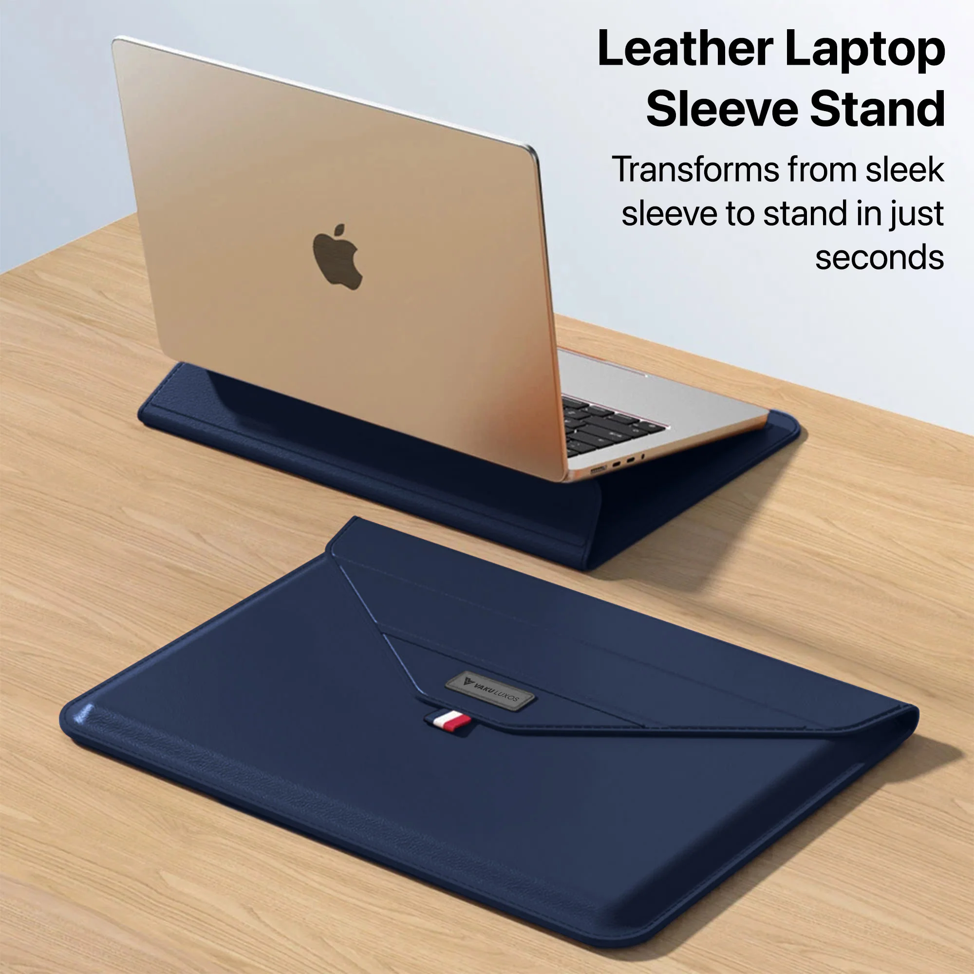 Vaku Luxos ® URBANMATE MacBook & Laptop Sleeve 15/15.6 Inch Vegan Leather Ultra-Thin Protection Sleeve - Image 5