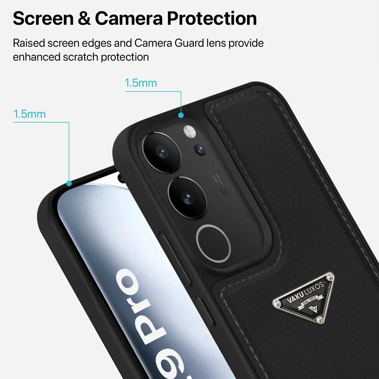 Vaku Luxos ® Vivo V29 5G Nyxen Premium Leather Stitched Back Cover - Image 3