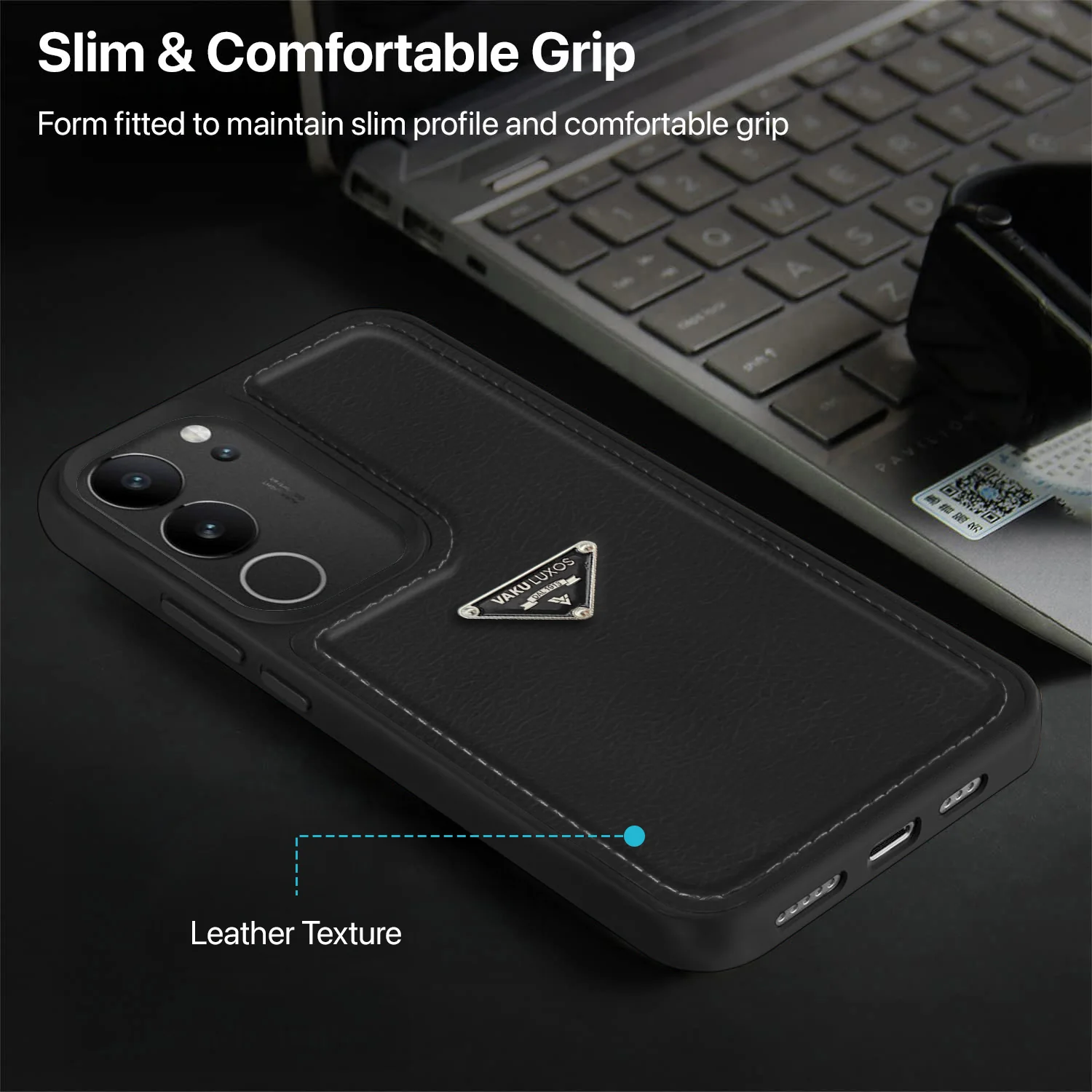 Vaku Luxos ® Vivo V29 5G Nyxen Premium Leather Stitched Back Cover - Image 9