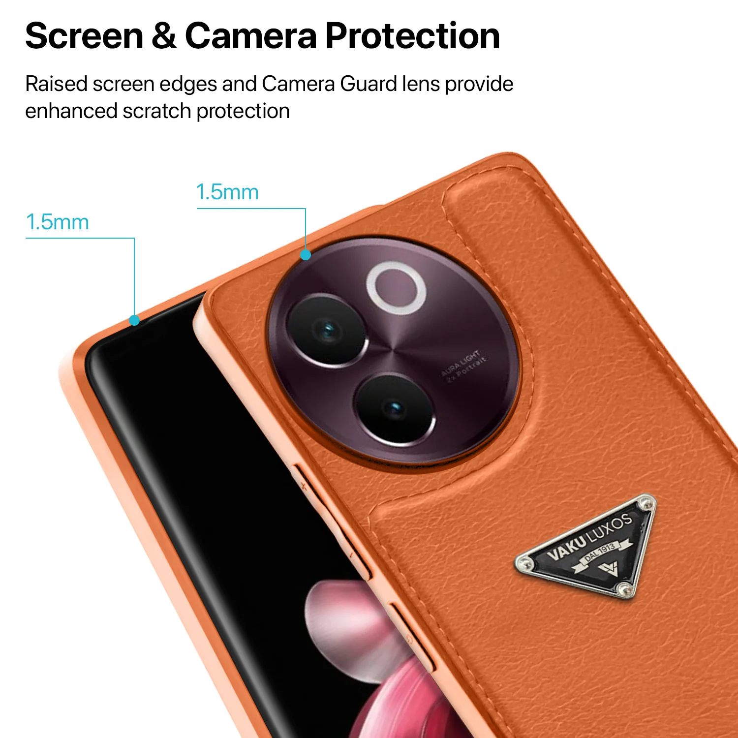 Vaku Luxos ® Vivo V30e 5G Nyxen Premium Leather Stitched Back Cover - Image 2