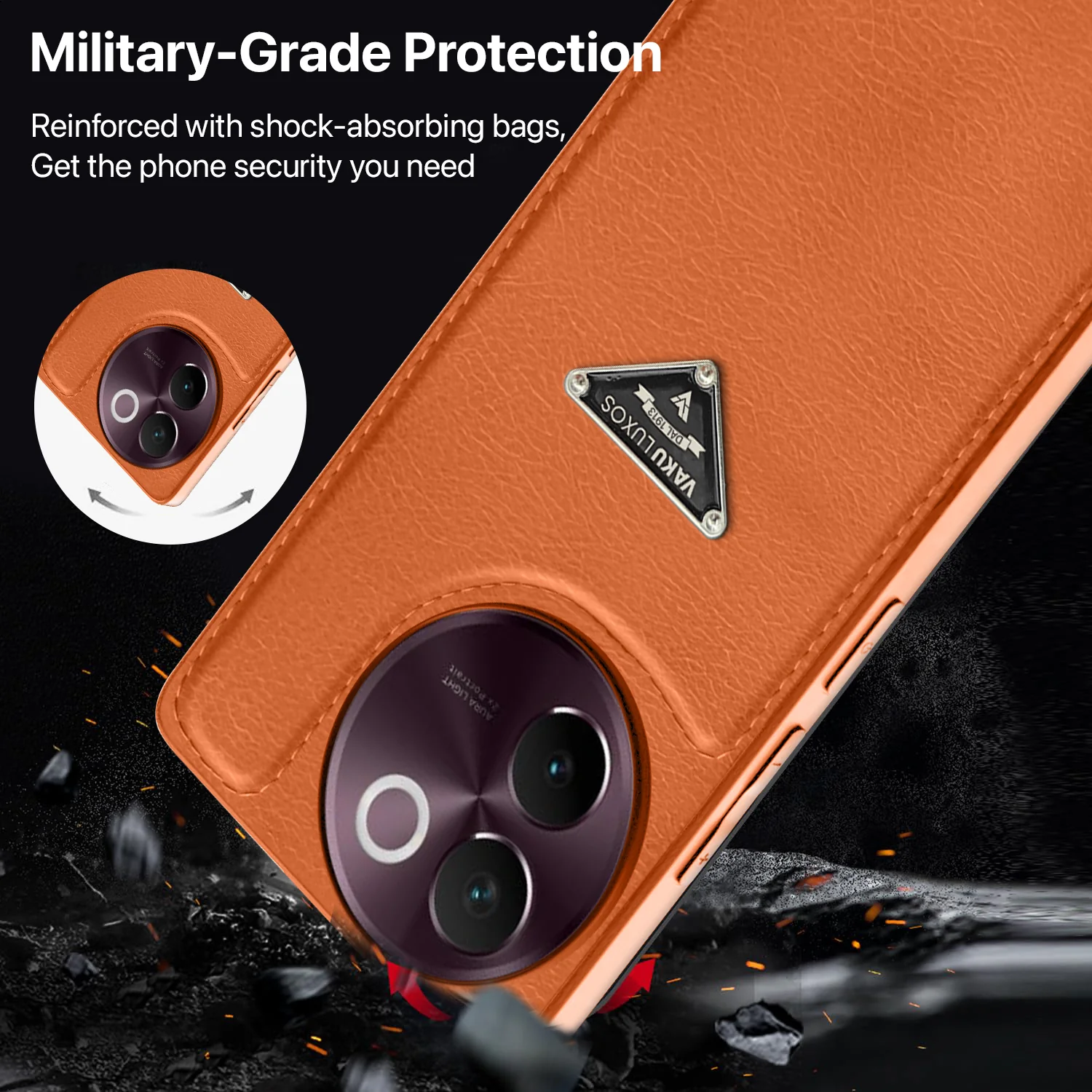 Vaku Luxos ® Vivo V30e 5G Nyxen Premium Leather Stitched Back Cover - Image 8