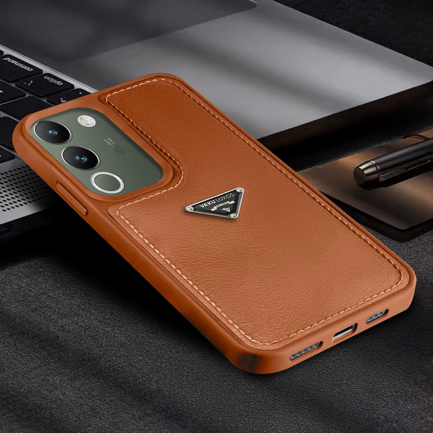 Vaku Luxos ® Vivo Y200 5G Nyxen Premium Leather Stitched Back Cover - Image 13