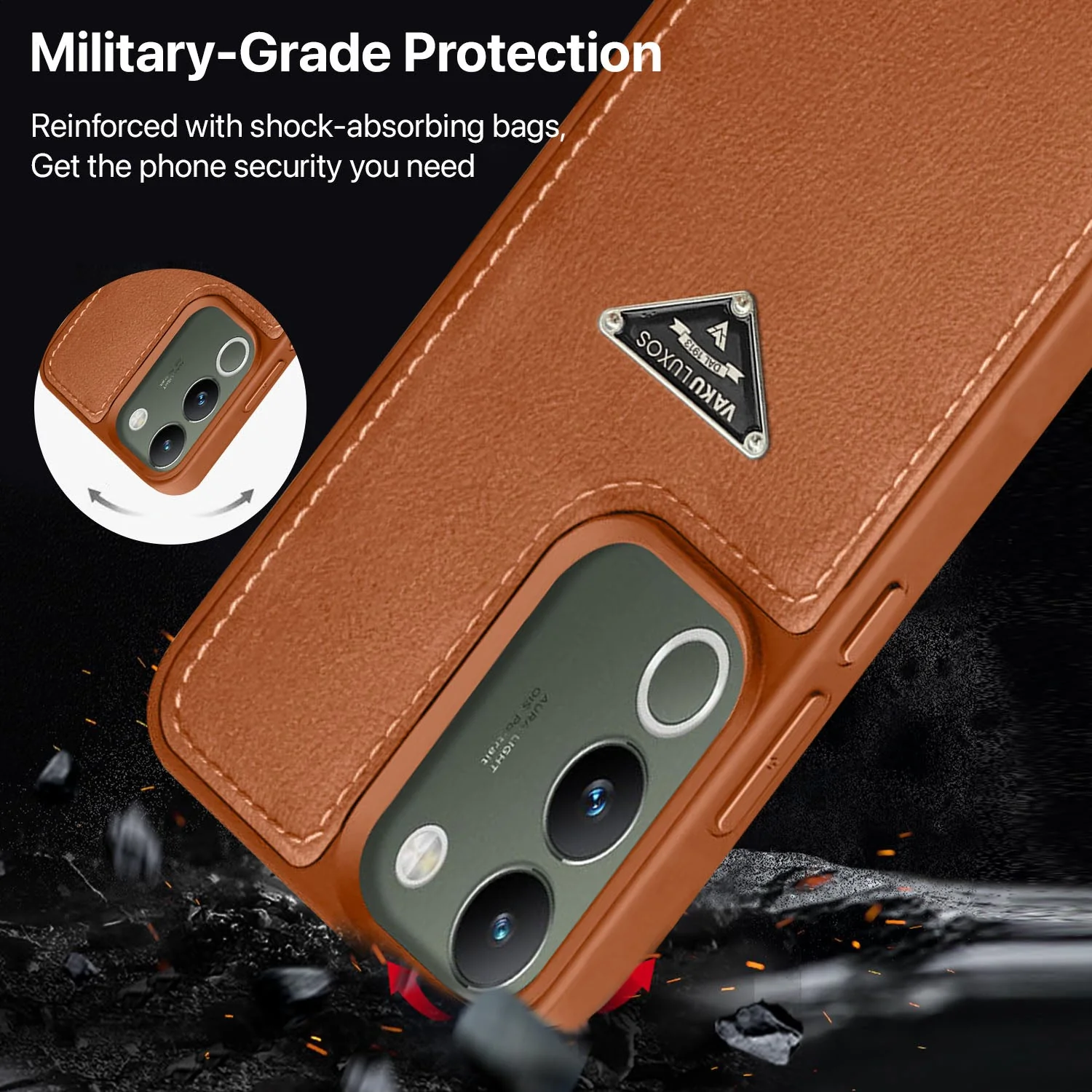Vaku Luxos ® Vivo Y200 5G Nyxen Premium Leather Stitched Back Cover - Image 3