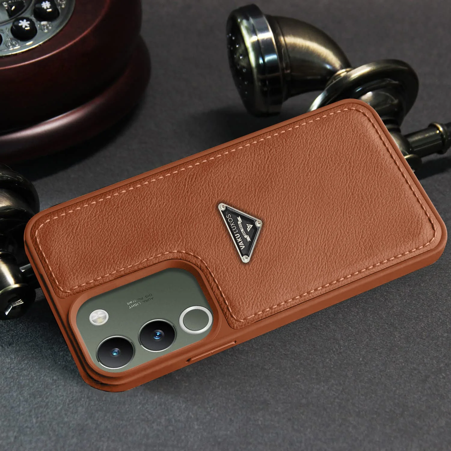 Vaku Luxos ® Vivo Y200 5G Nyxen Premium Leather Stitched Back Cover - Image 5