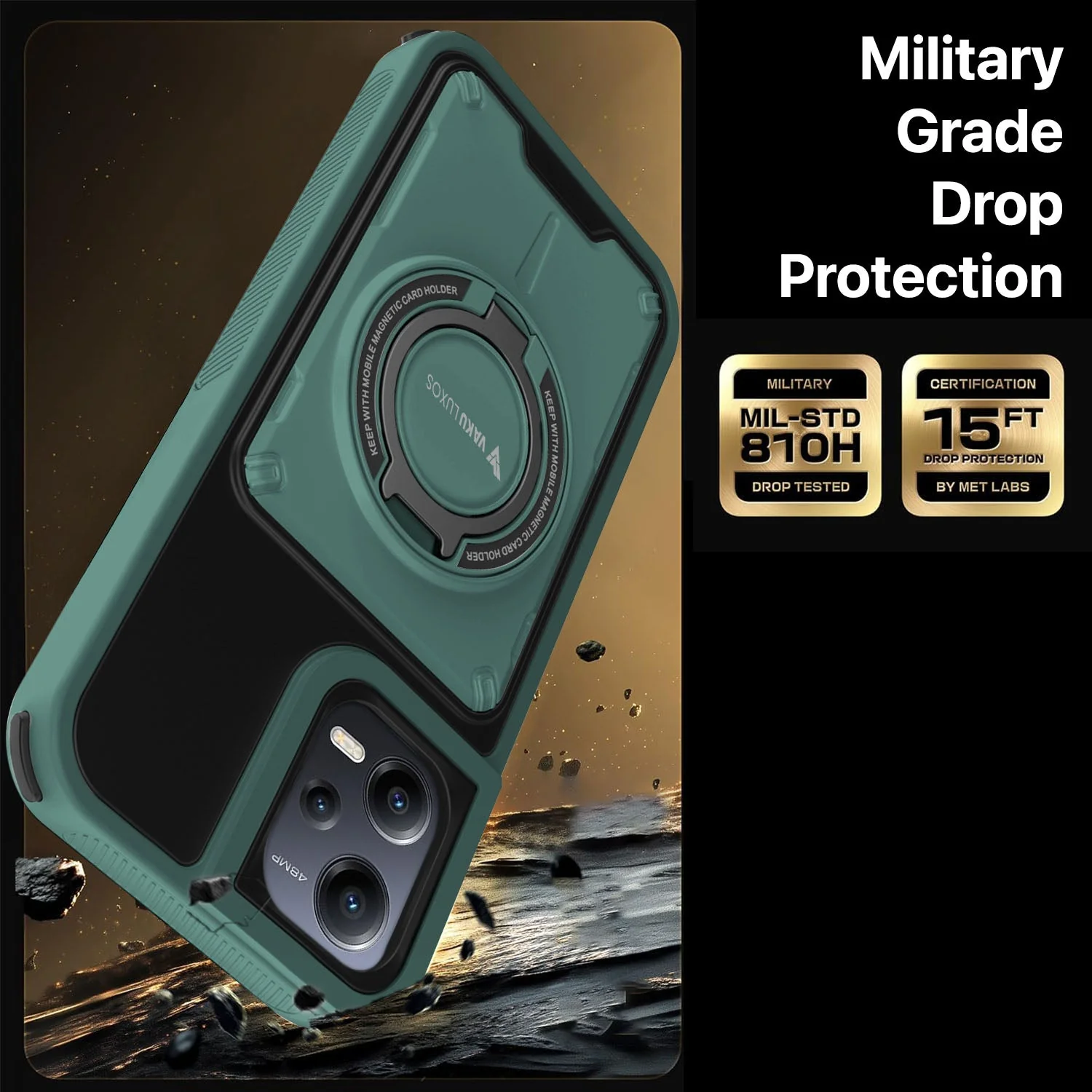 Vaku Luxos ® Xiaomi Redmi Note 12 5G Axion Armor Military Grade Protective Back Cover - Image 9