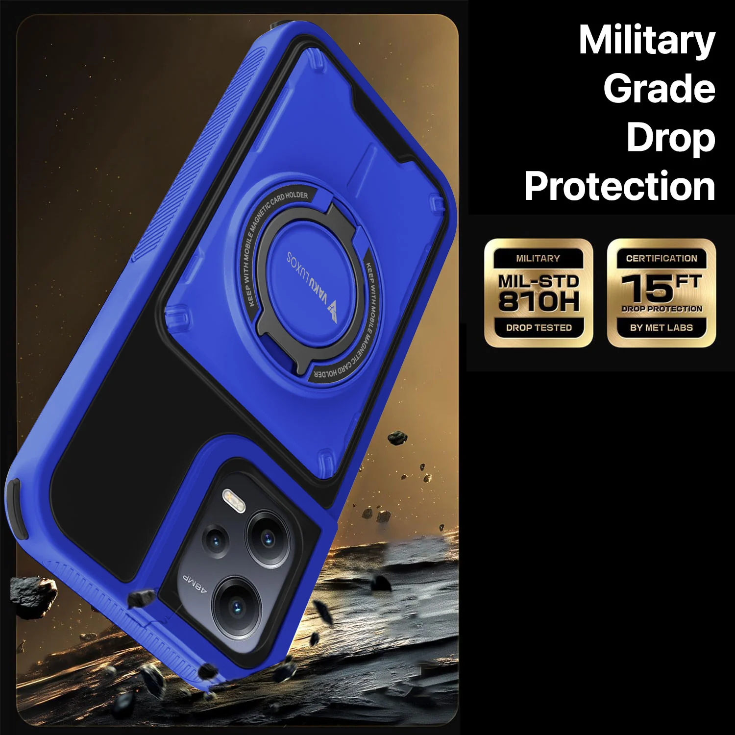 Vaku Luxos ® Xiaomi Redmi Note 12 Pro Axion Armor Military Grade Protective Back Cover - Image 6