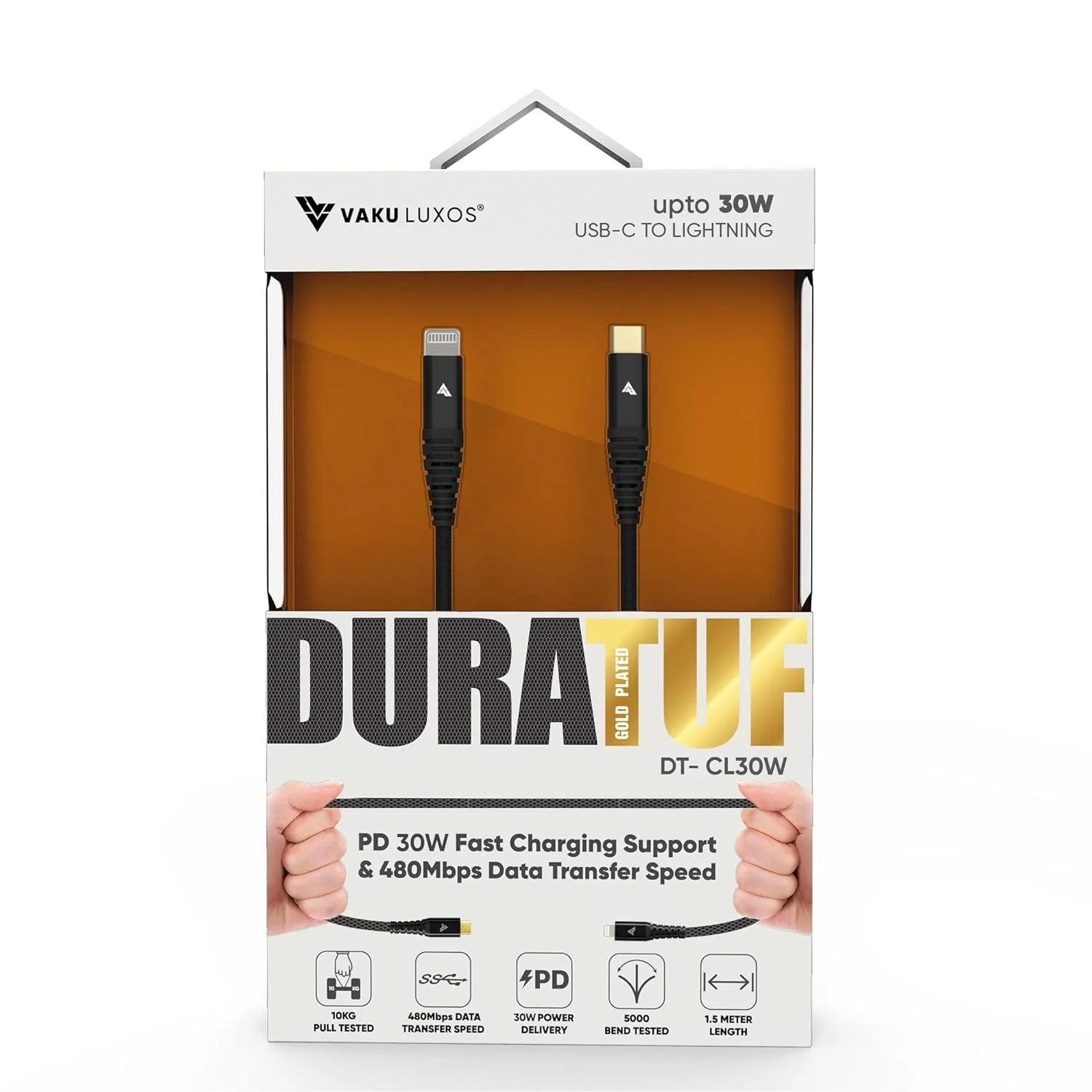 VAKU Luxos® Duratuf GOLD PLATED Type C to iOS Fast Charging Cable Upto 30W - Image 2