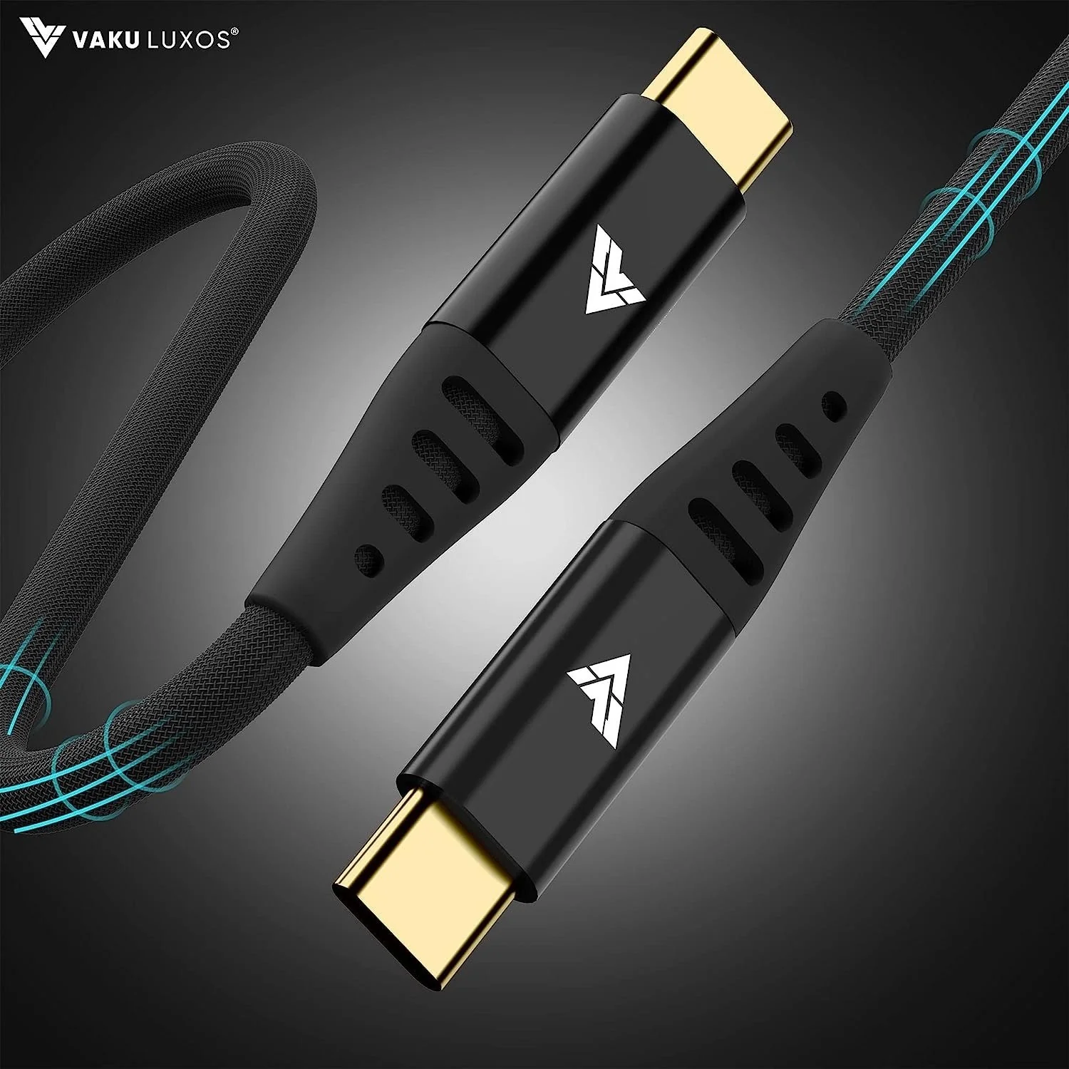 Vaku Luxos ® Duratuf Gold Plated 65W Type C to Type C Fast Charging Cable - Image 4