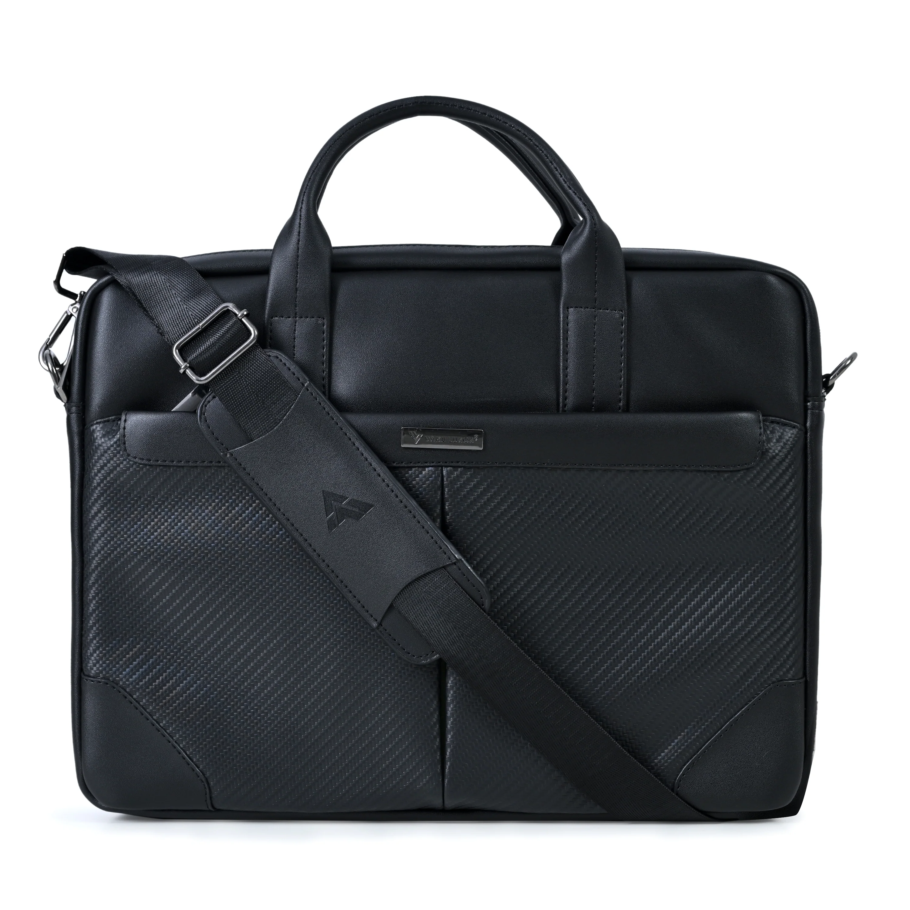 Vaku Luxos® MCQUINN Carbon 14 inch Laptop Bag Premium PU Leather Laptop Sleeve Messenger Bag - Image 3