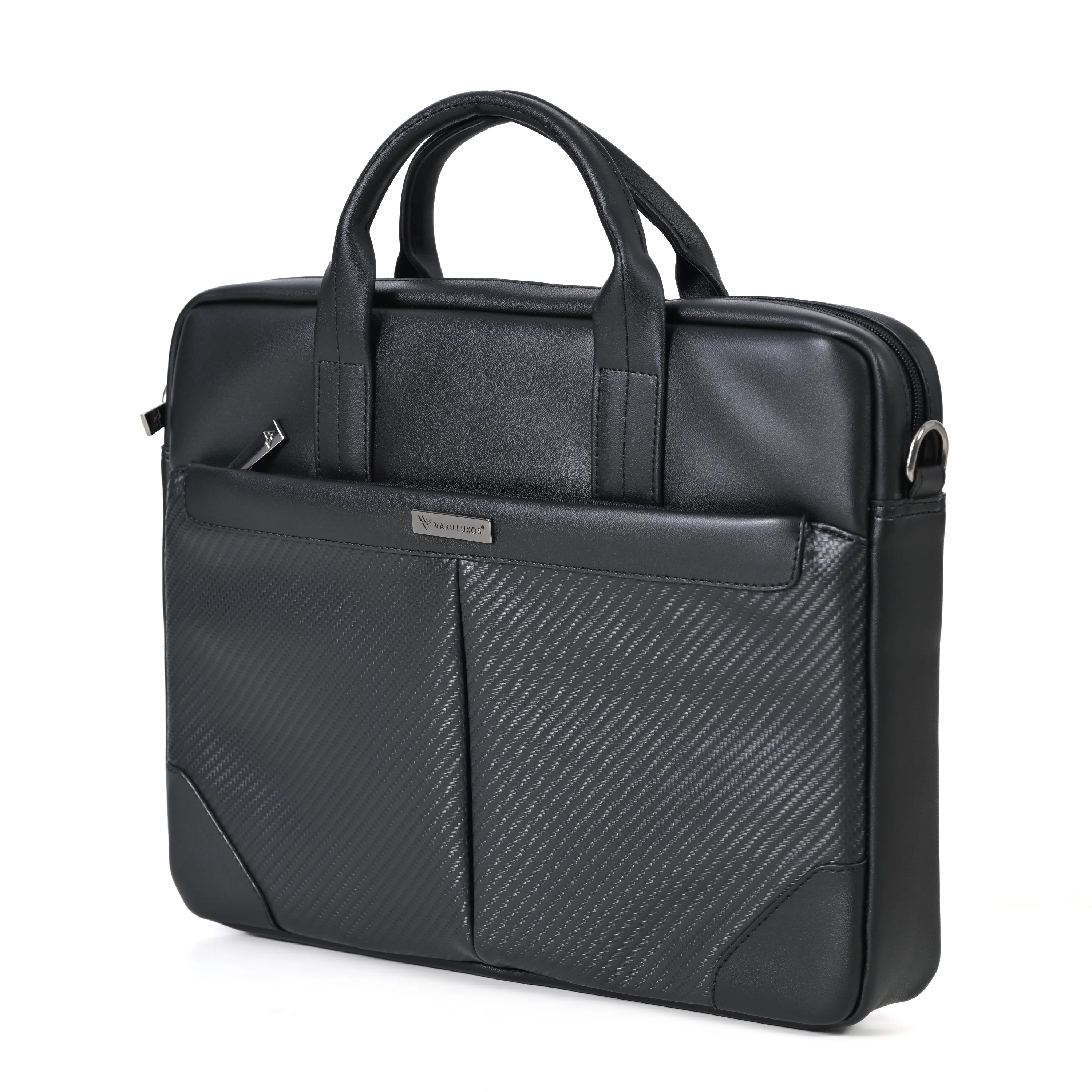 Vaku Luxos® MCQUINN Carbon 14 inch Laptop Bag Premium PU Leather Laptop Sleeve Messenger Bag - Image 4