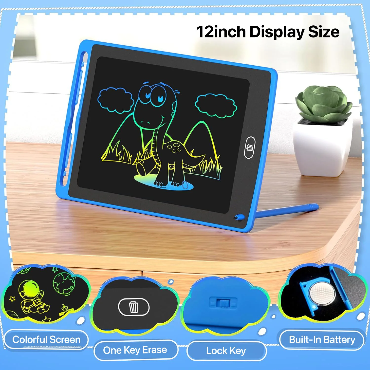 Vaku Luxos ® 12 Inch Rewritable LCD Writing Tablet Digital Slate Pad - Image 5