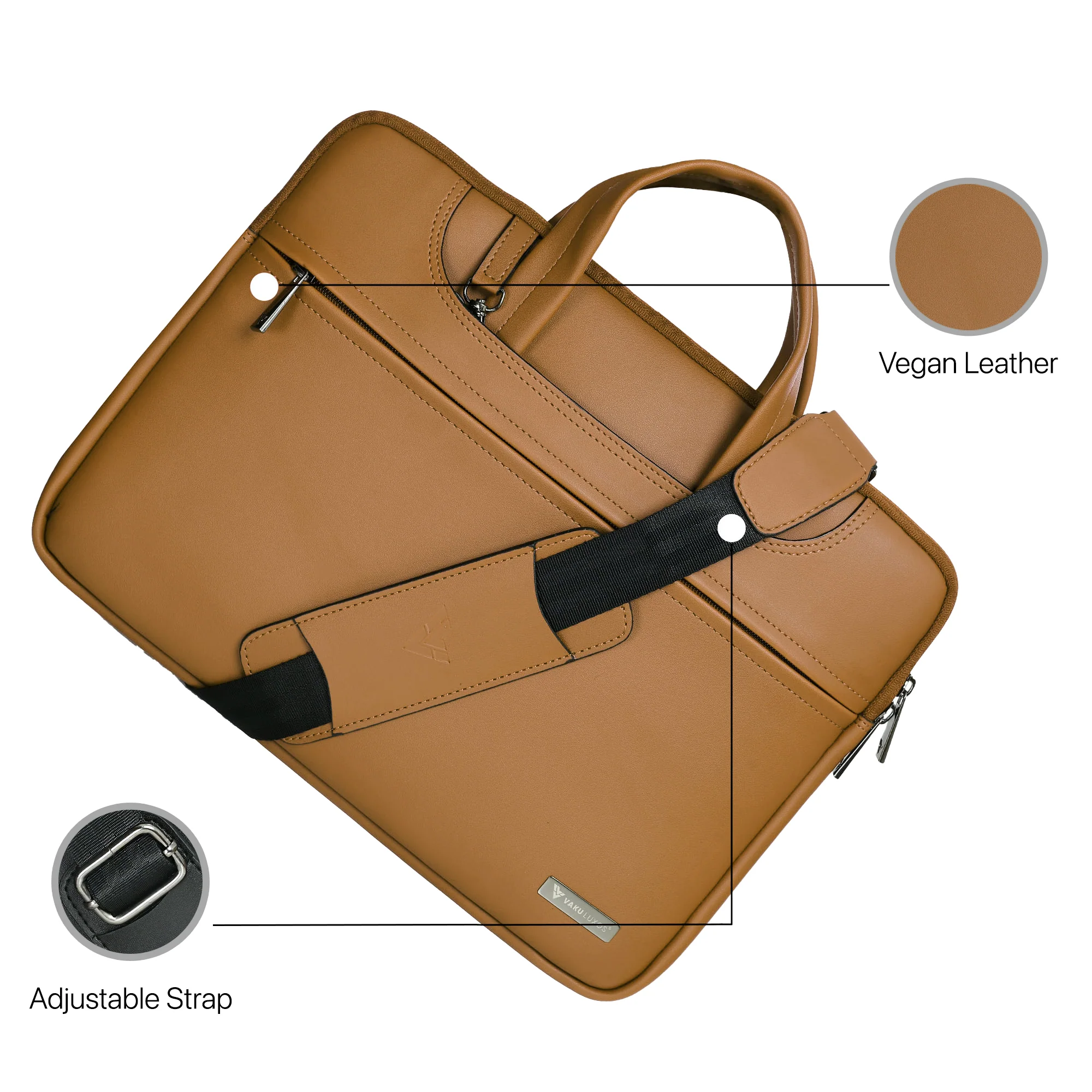 Vaku Luxos ® DA Italiano 14 inch Laptop Bag Premium Laptop Messenger Bag For Men and Women - Image 2