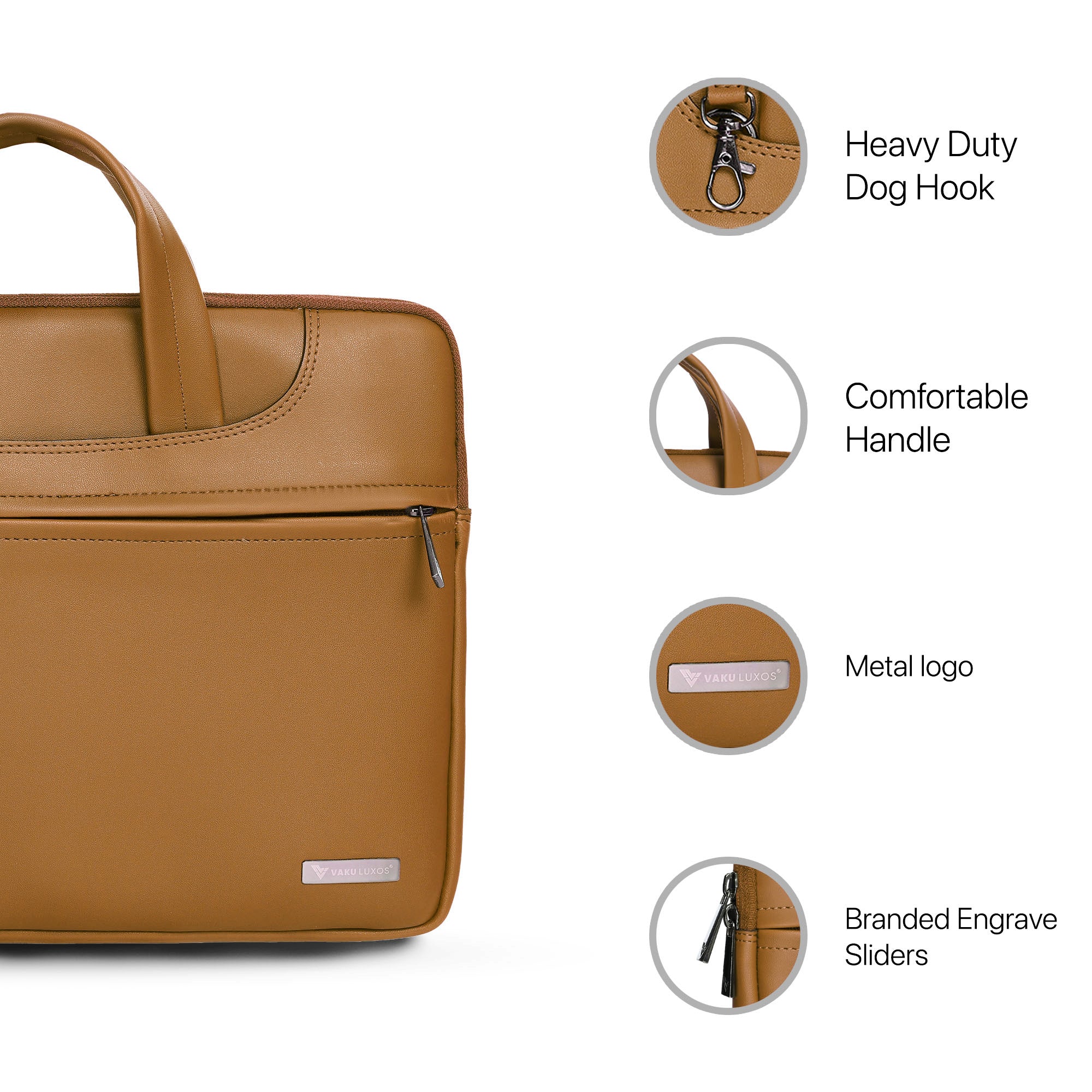 Vaku Luxos ® DA Italiano 14 inch Laptop Bag Premium Laptop Messenger Bag For Men and Women - Image 3