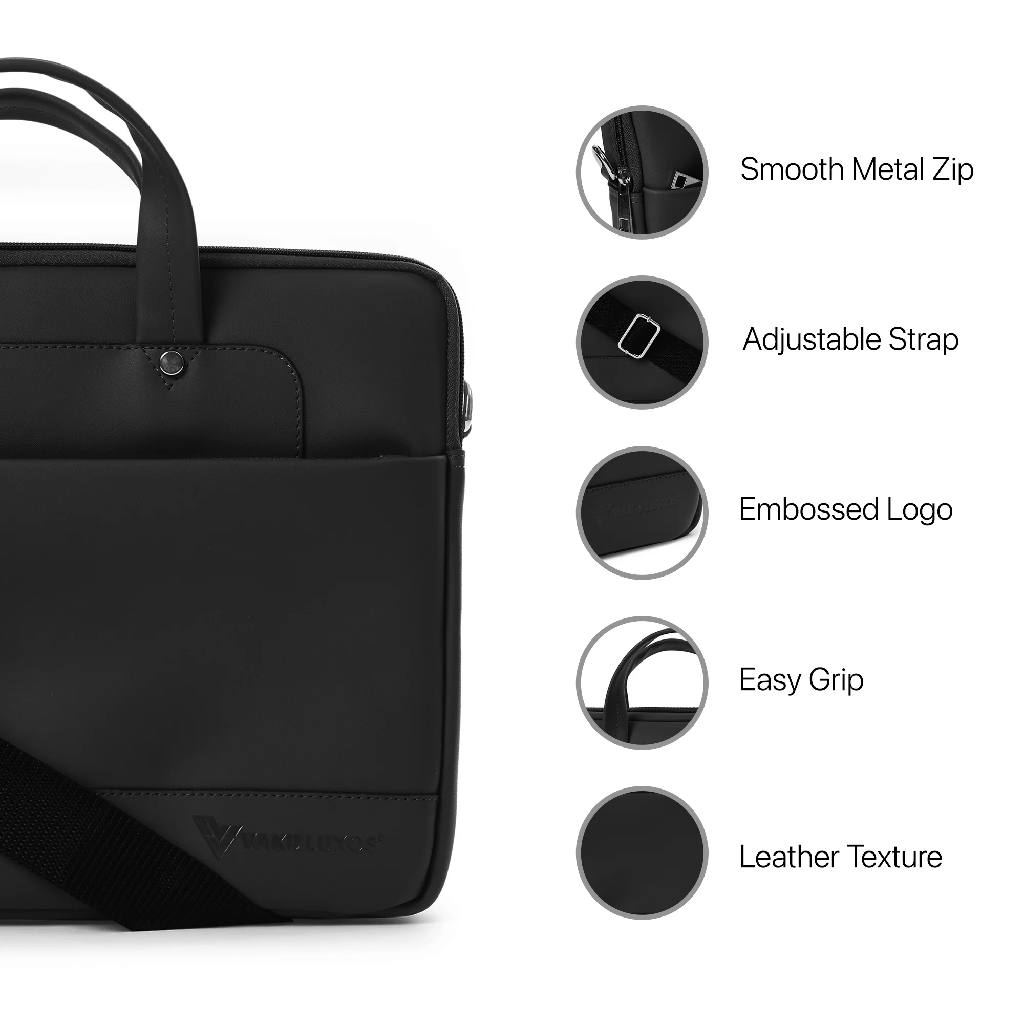 Vaku Luxos ® Fabino 14 inch Laptop Bag Premium Laptop Sleeve Messenger Bag - Image 6