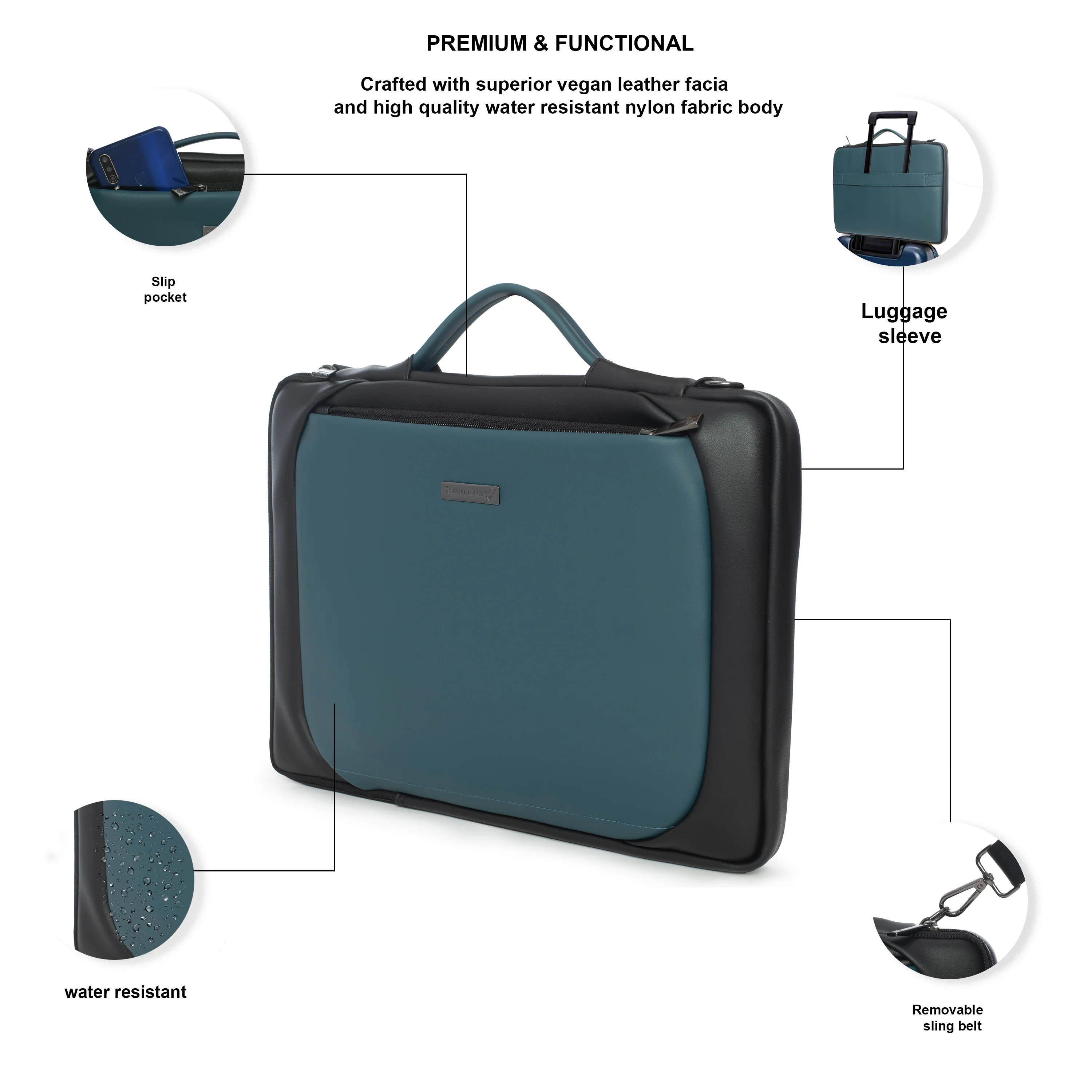 Vaku® La Romani 14 inch Laptop Bag Premium Laptop Messenger Bag For Men and Women - Image 5