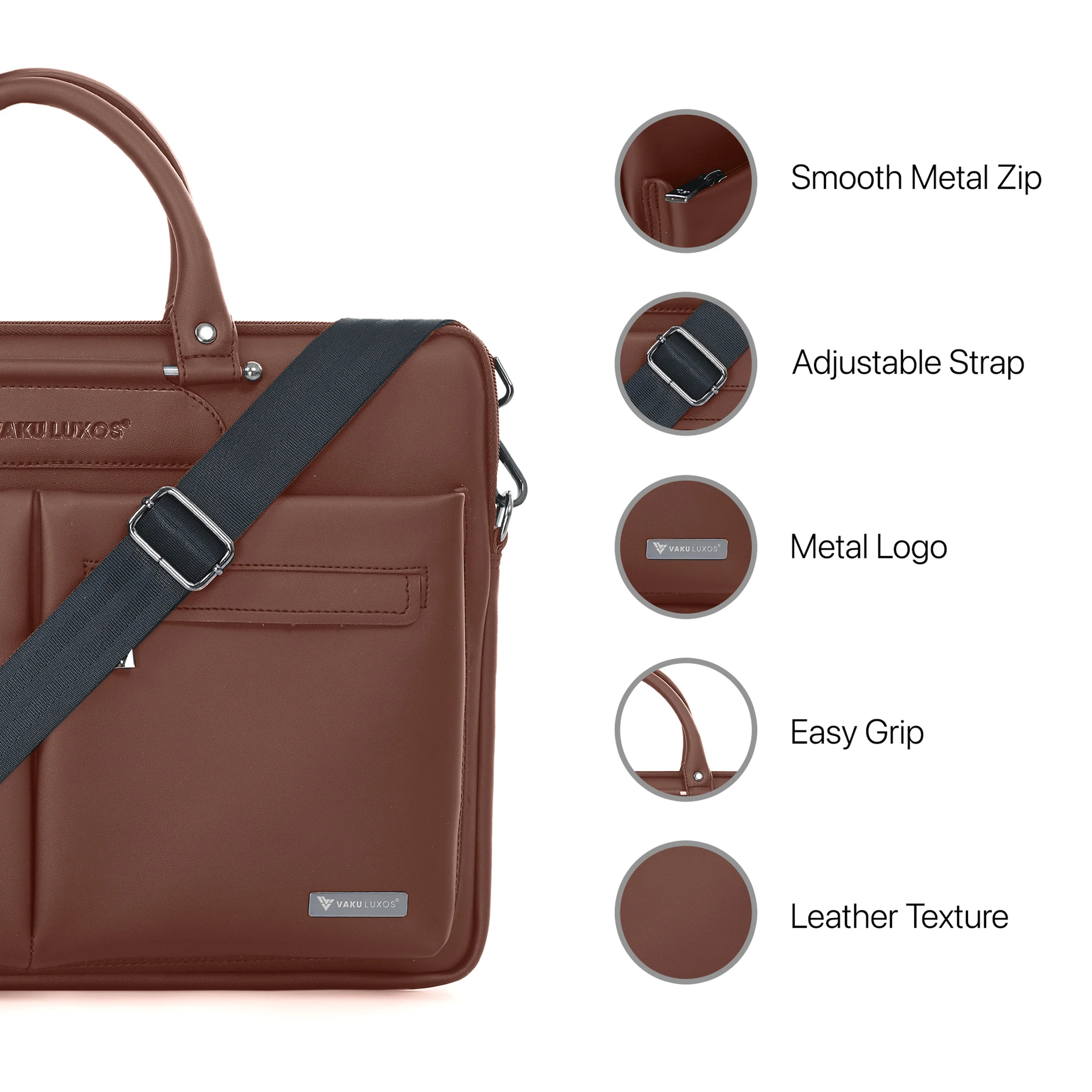 Vaku Luxos ® Marcella 16 inch Laptop Bag Sleeve Premium Messenger Bag - Image 3